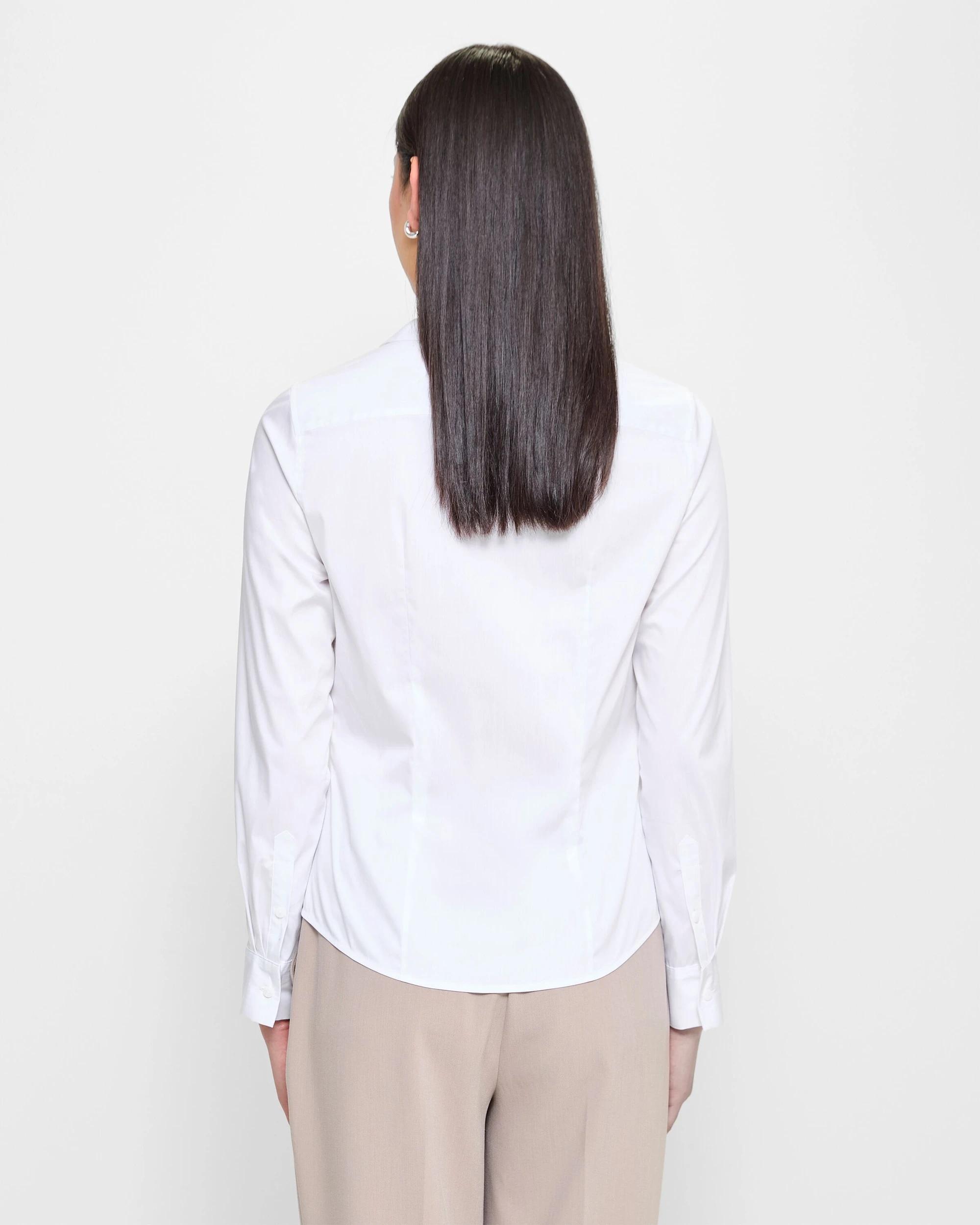 4 Australian Cotton Long Sleeve Fitted Shirt - Preview WHITE, 4 of 9
