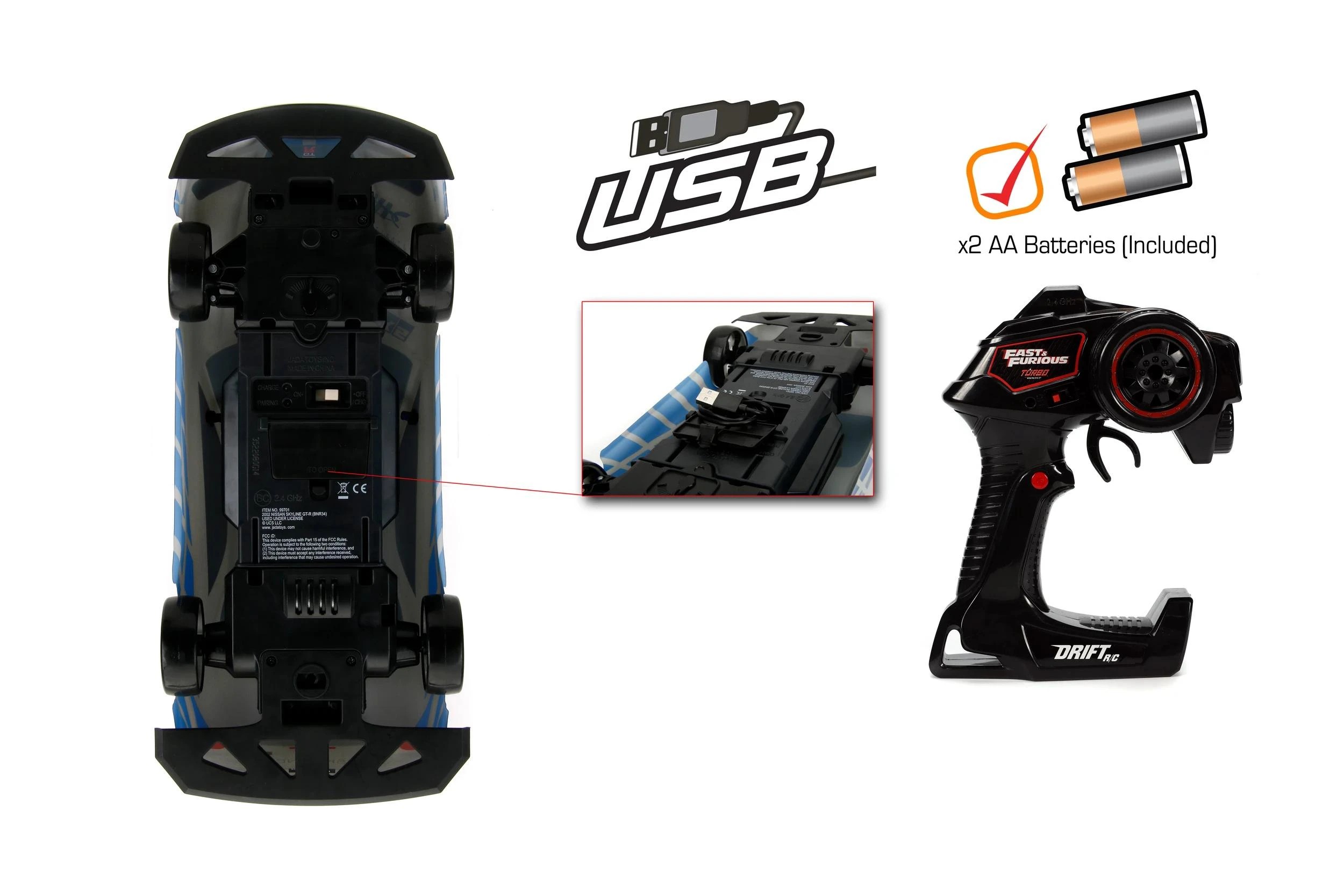 3 Fast & Furious Nissan Skyline GT-R R34 Drift R/C! - Multi, 3 of 3