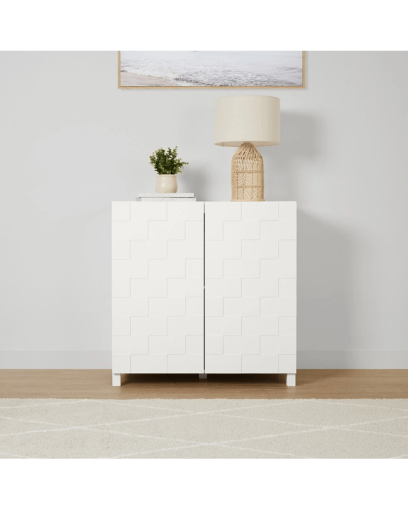 Chase Check 2 Doors Cabinet - White