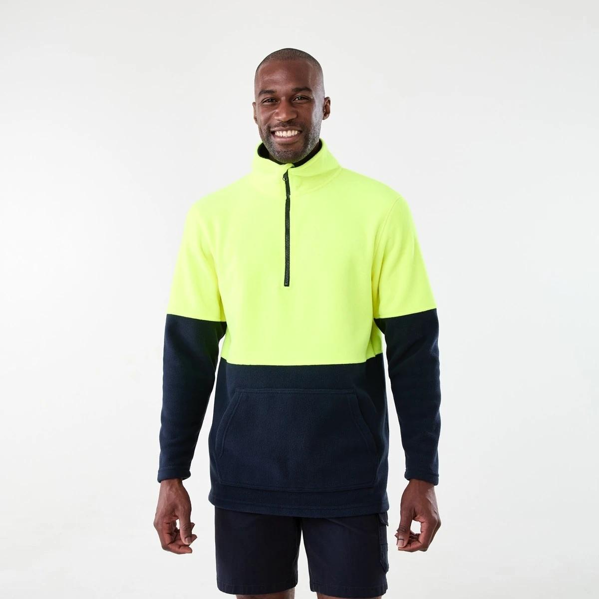 1 Workwear Hi-Visibility 1/4 Zip Polar Fleece Pullover Yellow, 1 of 6