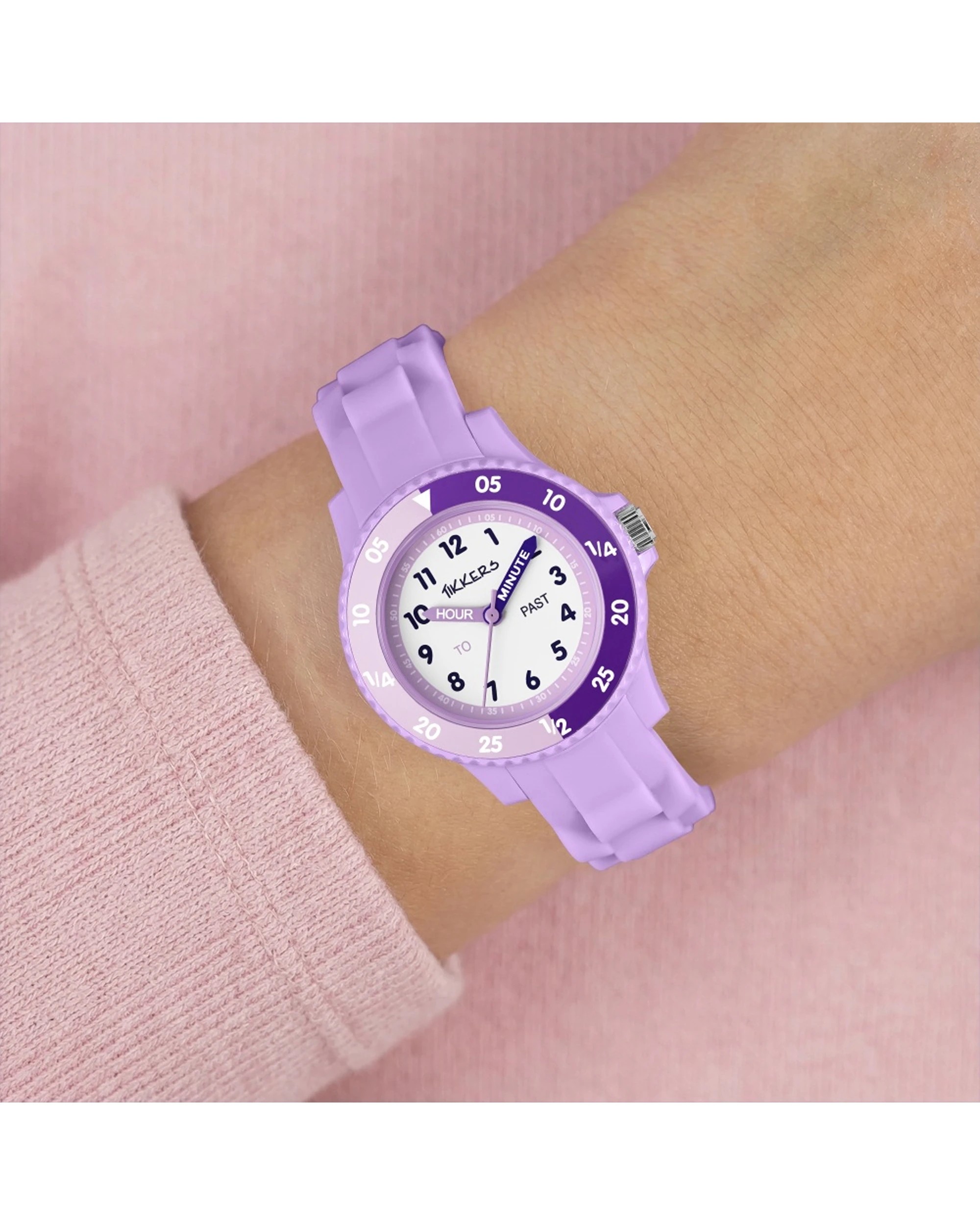 2 Tikkers Watch Time Teacher Easy Read Dial Kids Silicone Lilac - Purple, 2 of 2