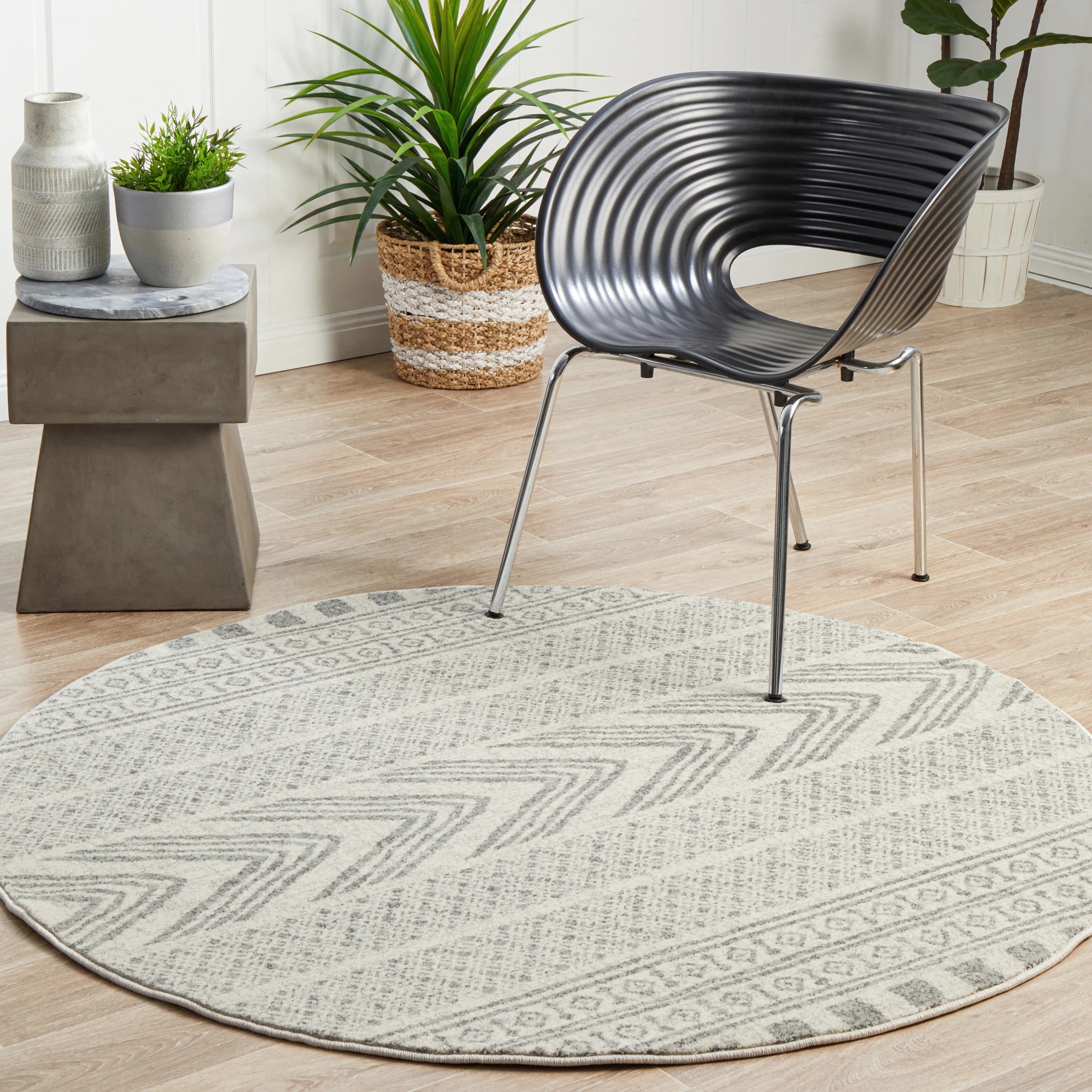 2 Common Ground Rugs Phantom 359 150x150cm - Small Round Rug - Silver, 2 of 8
