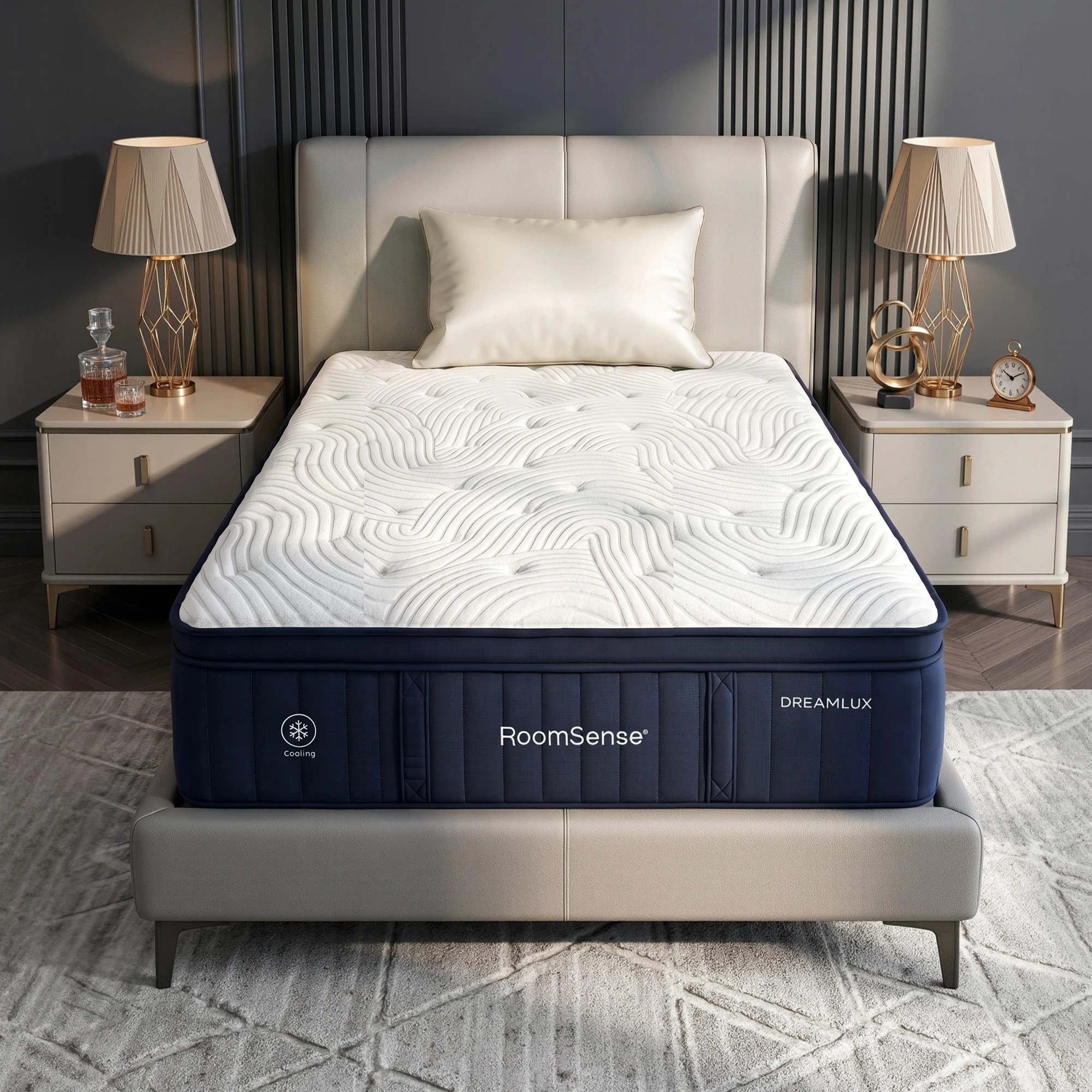 2 RoomSense Single Mattress, 34cm Medium Soft Hotel Bed, Gel Cooling Memory Foam & Tencel Pocket Spring - White, 2 of 9