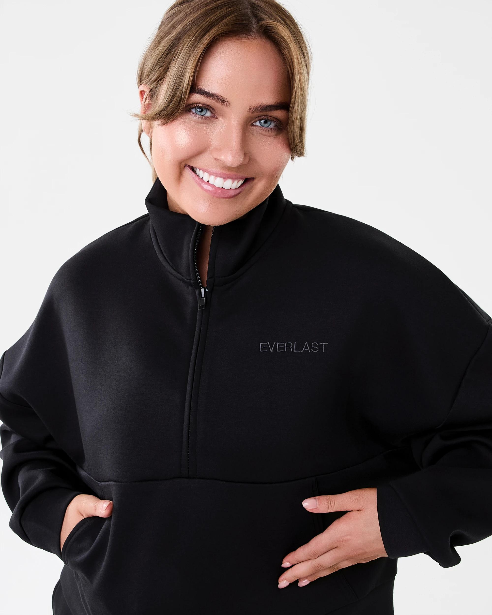 4 Everlast Womens Evercomfort 1/4 Zip Sweatshirt Black, 4 of 7