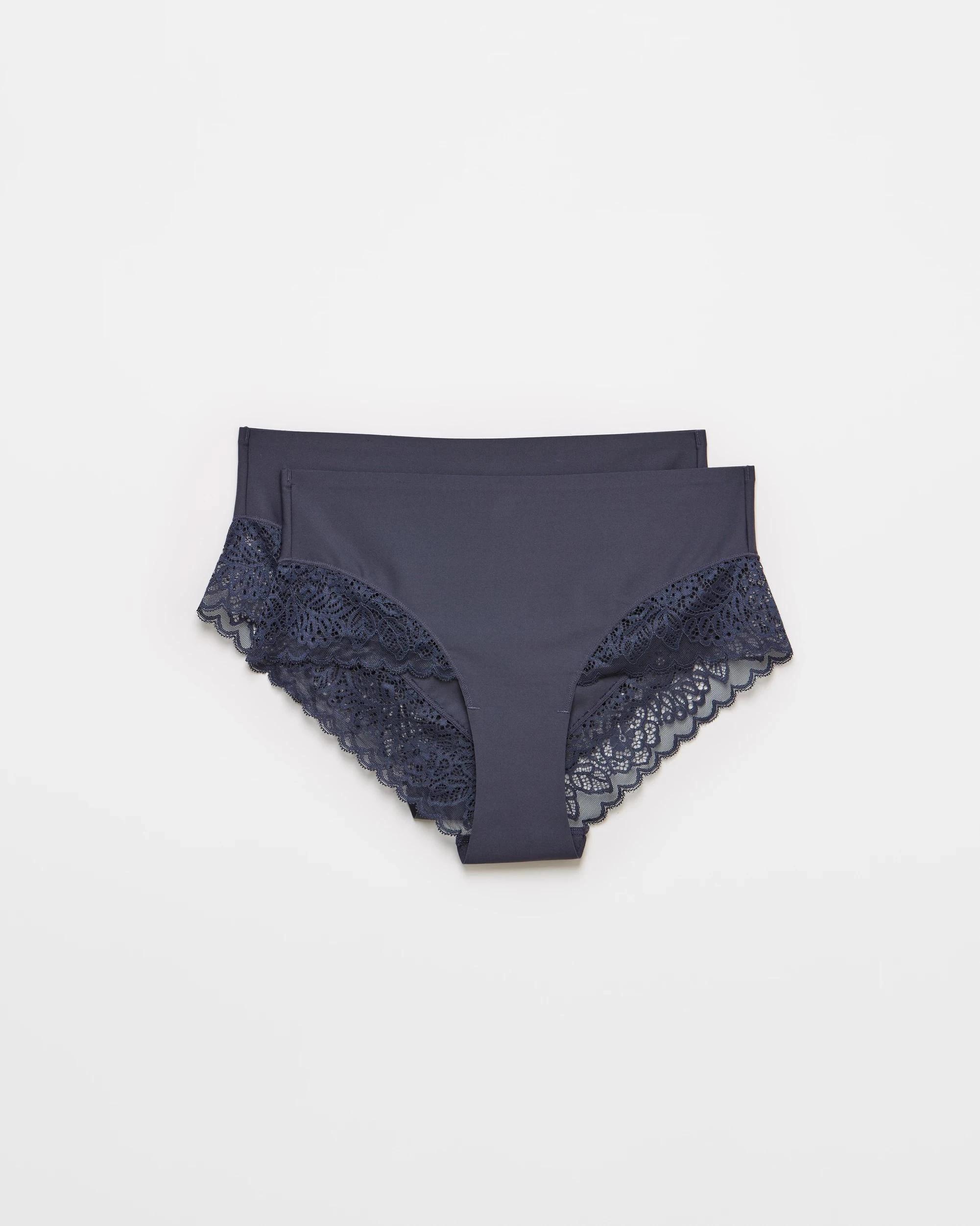 1 Target Womens Luna Smooth Touch Lace Bonded Waist Midi Briefs 2 Pack WINTER BLUE, 1 of 4