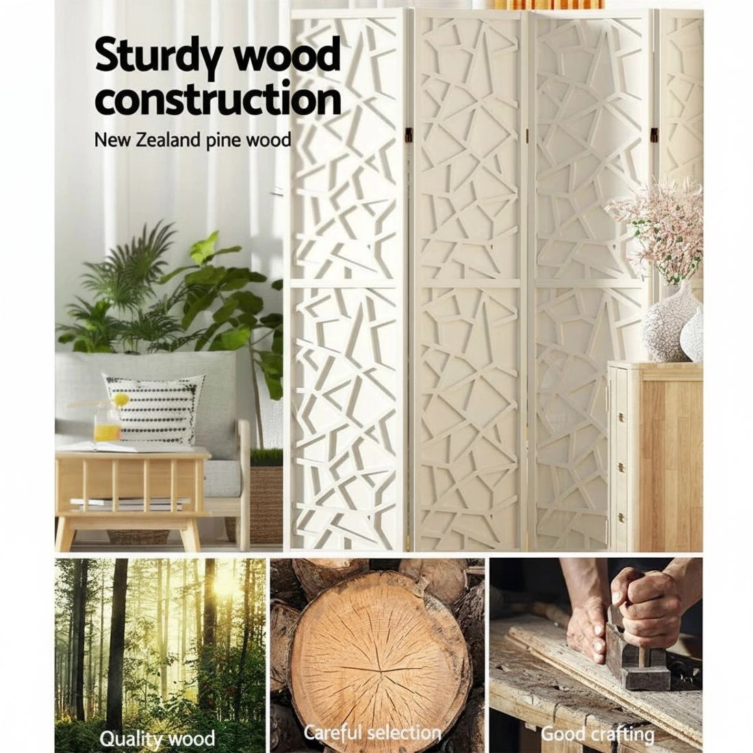 5 Artiss 8 Panel Room Divider Screen 325x170cm Clover - White, 5 of 7