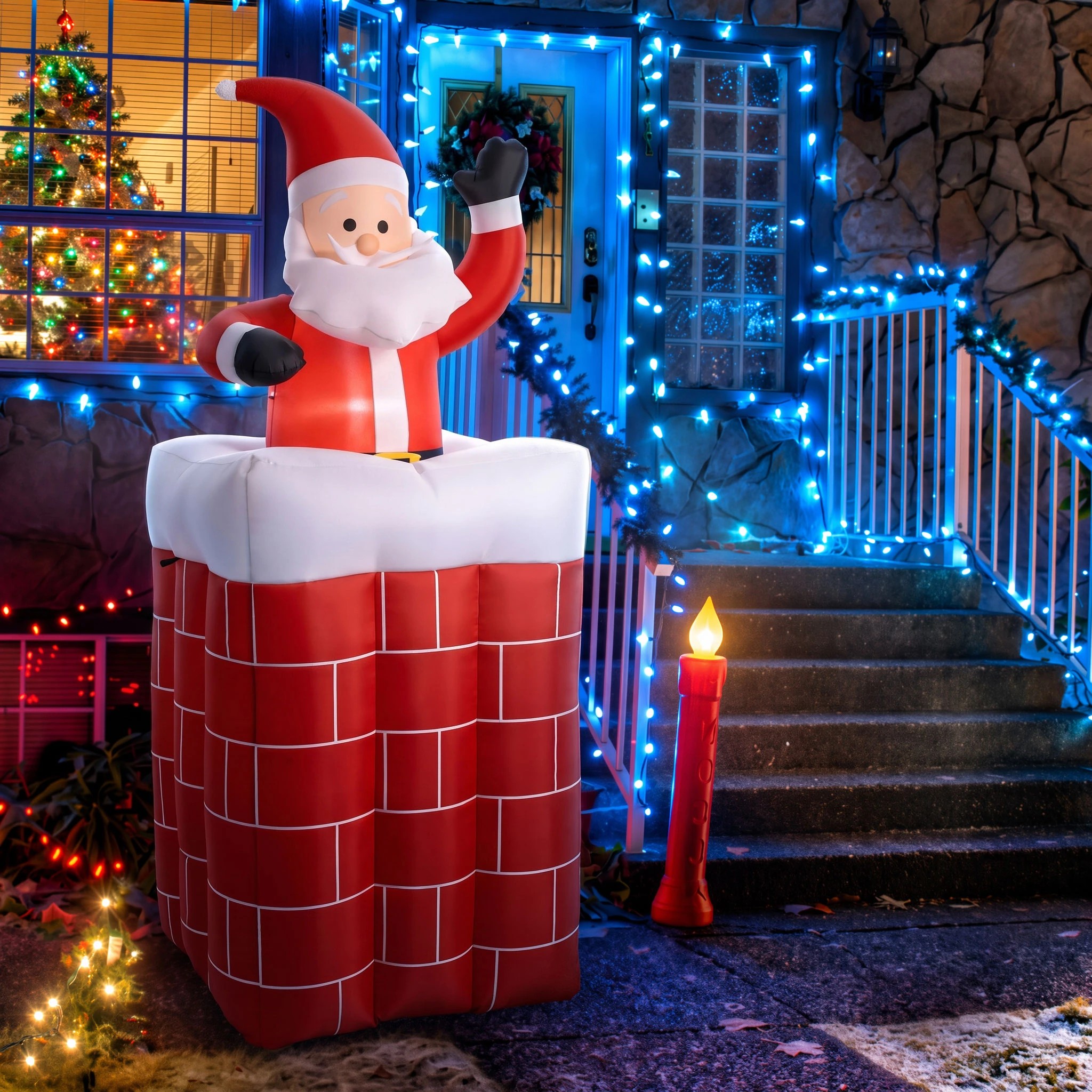 1 Jingle Jollys Christmas Inflatable Santa Pop Up 1.8M Illuminated Decorations - Multi, 1 of 9