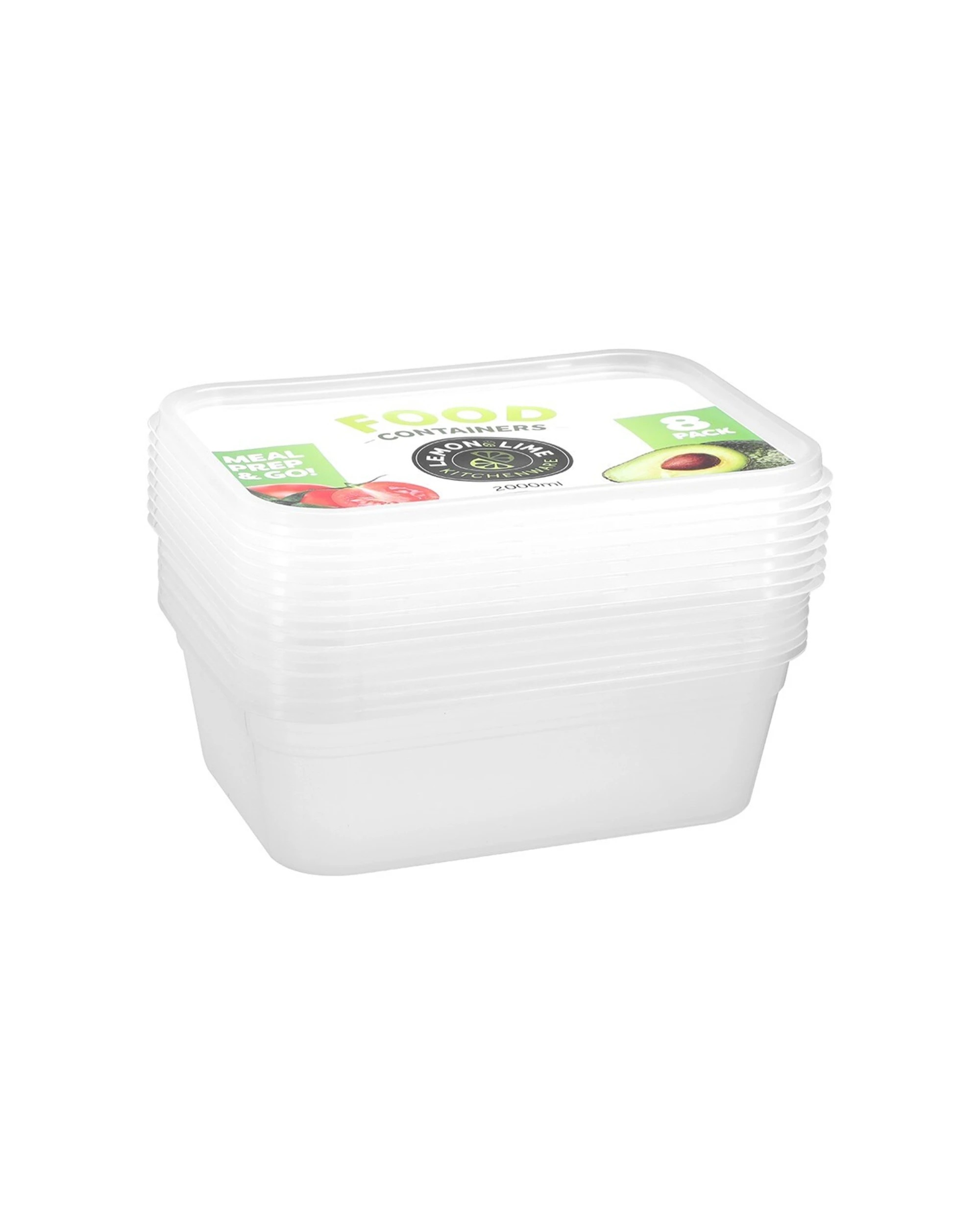 3 Lemon & Lime 2x 8PK Reusable 2L Rectangle Food Container With Lid Set - Clear, 3 of 7