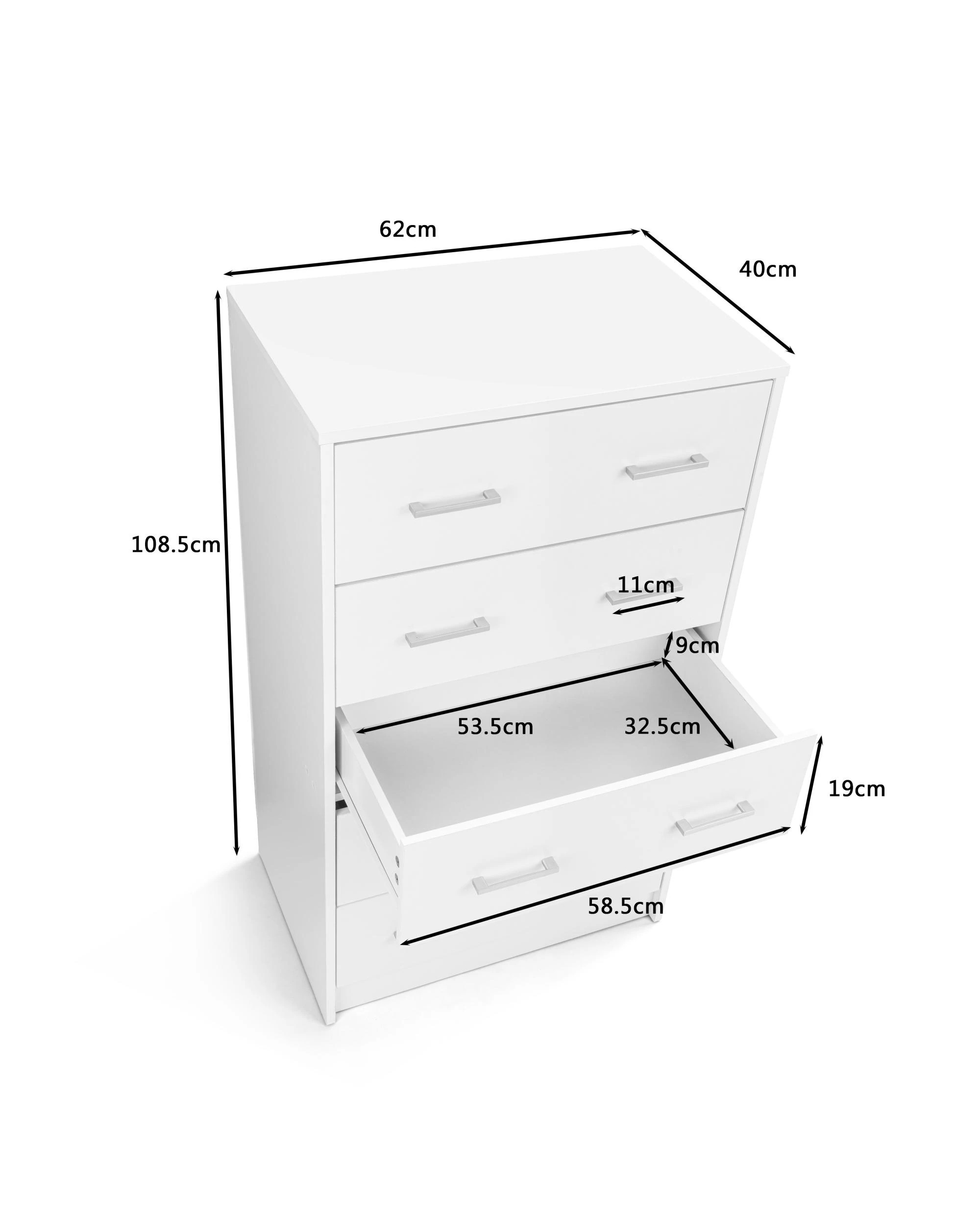 9 Kodu Chest 5 Drawers Tallboy Storage Dresser Storage Cabinet - White, 9 of 9