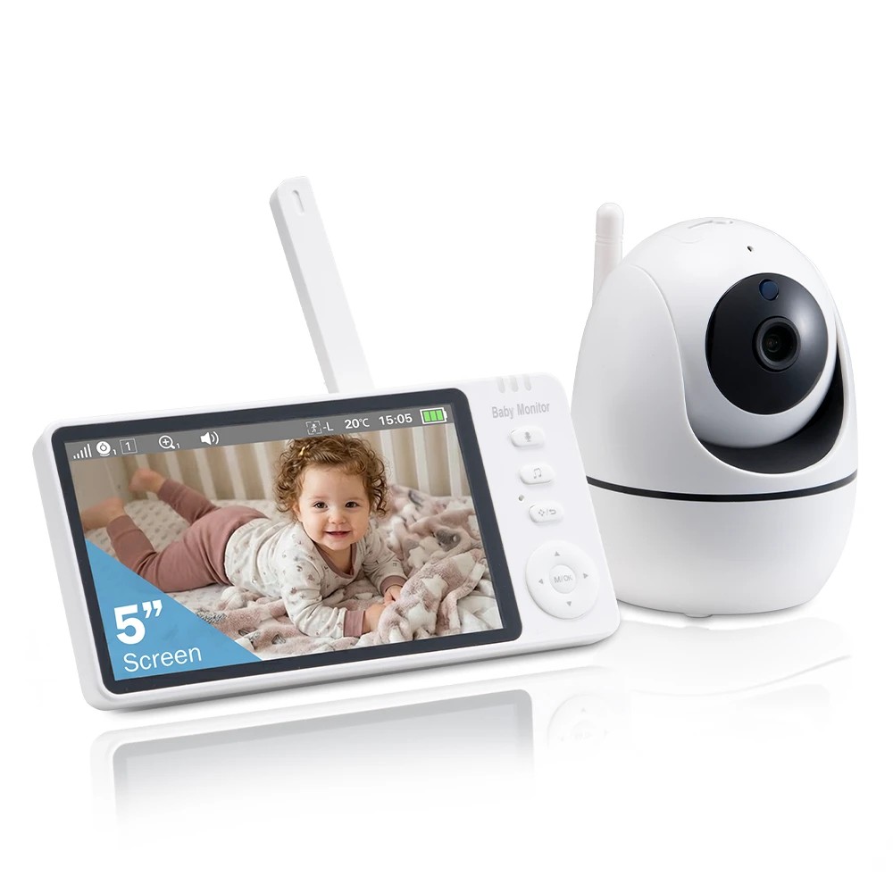 1 PlayPals 5" Baby Monitor with Camera 2-Way Talk Night Vision No WiFi Baby Video - White, 1 of 3