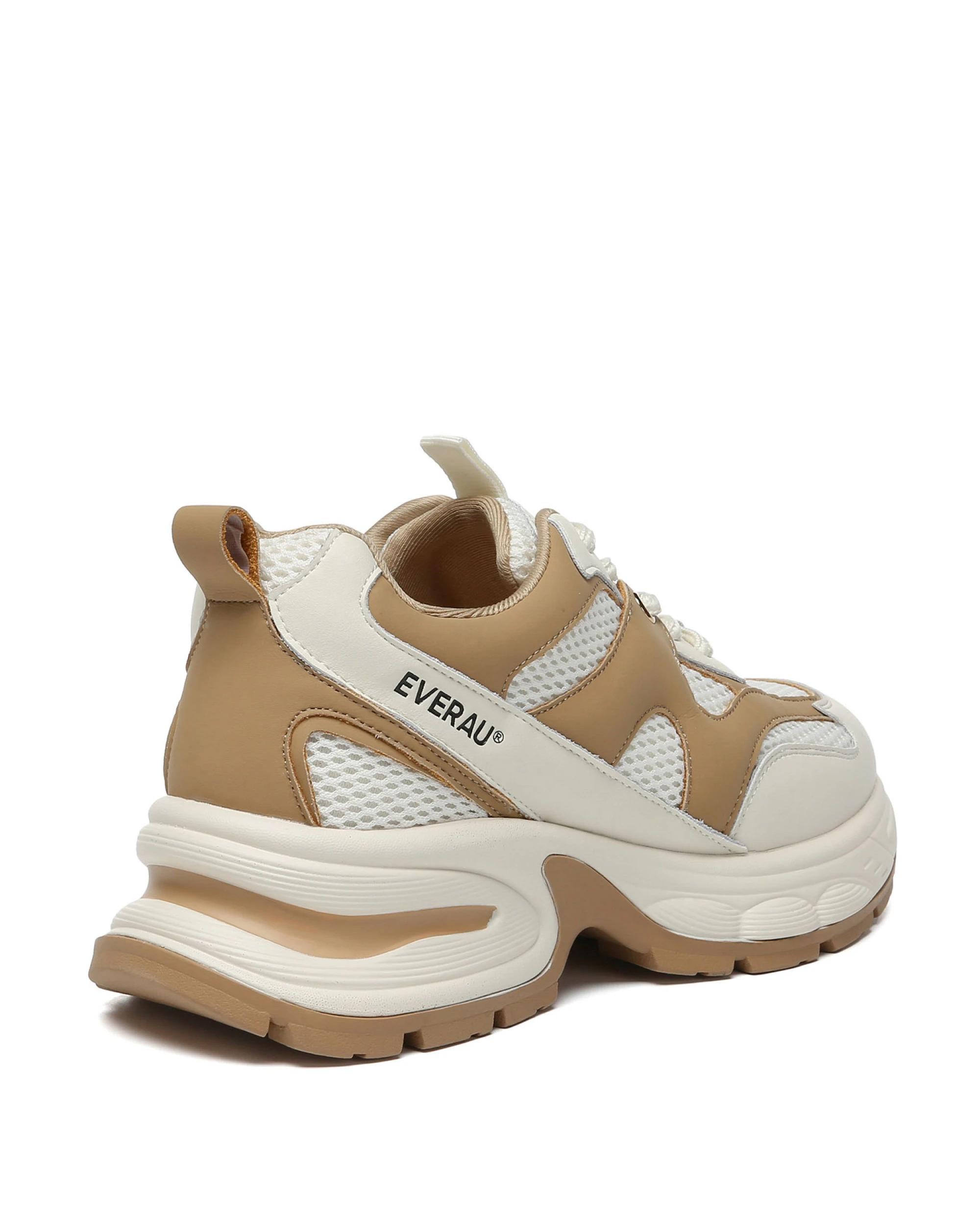 3 Everau Women Camille Chunky Sneakers WHITE/UMBER, 3 of 5
