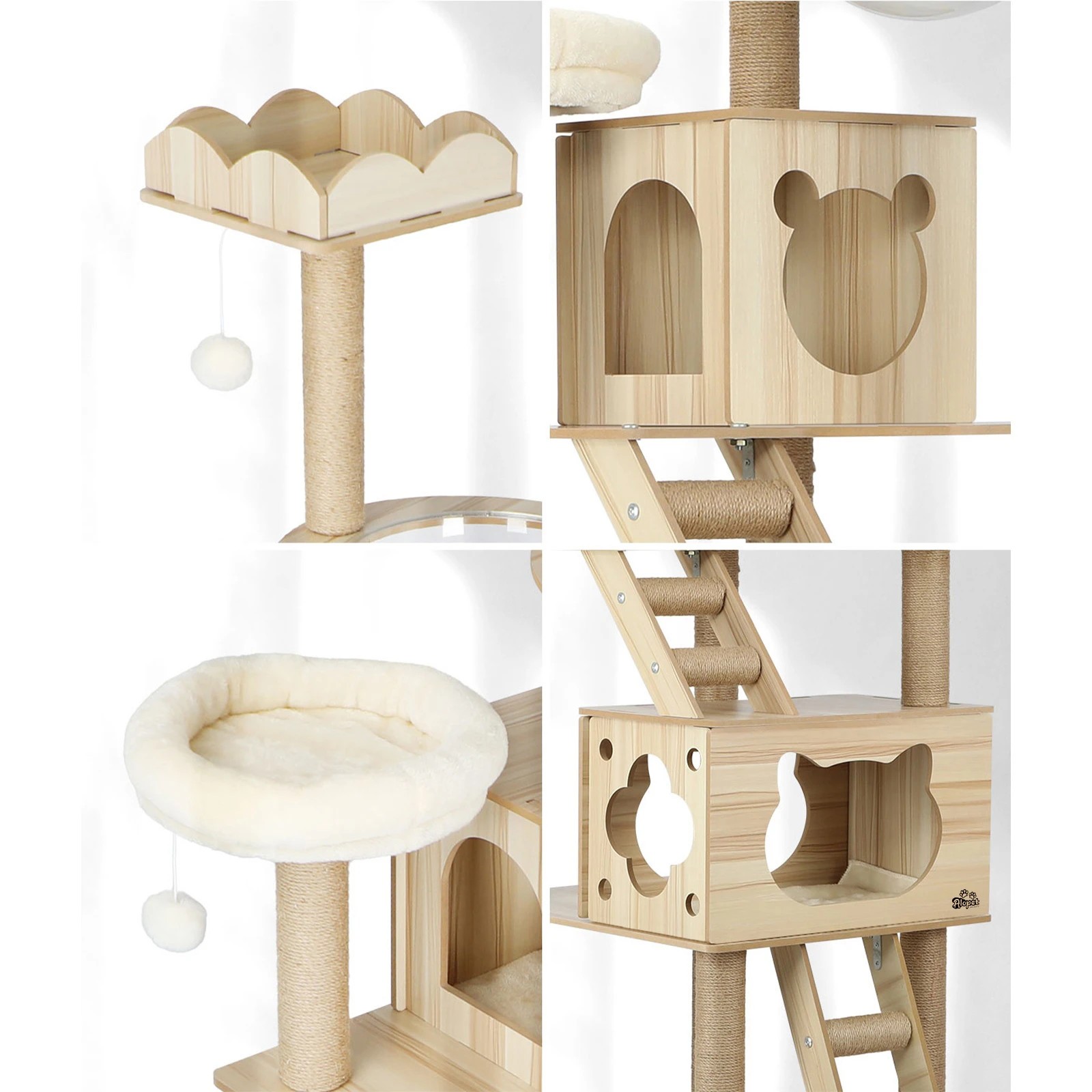 3 Alopet Cat Tree Scratching Post Scratcher Tower Wood Condo House Bed Large 190cm
 - Natural, 3 of 8