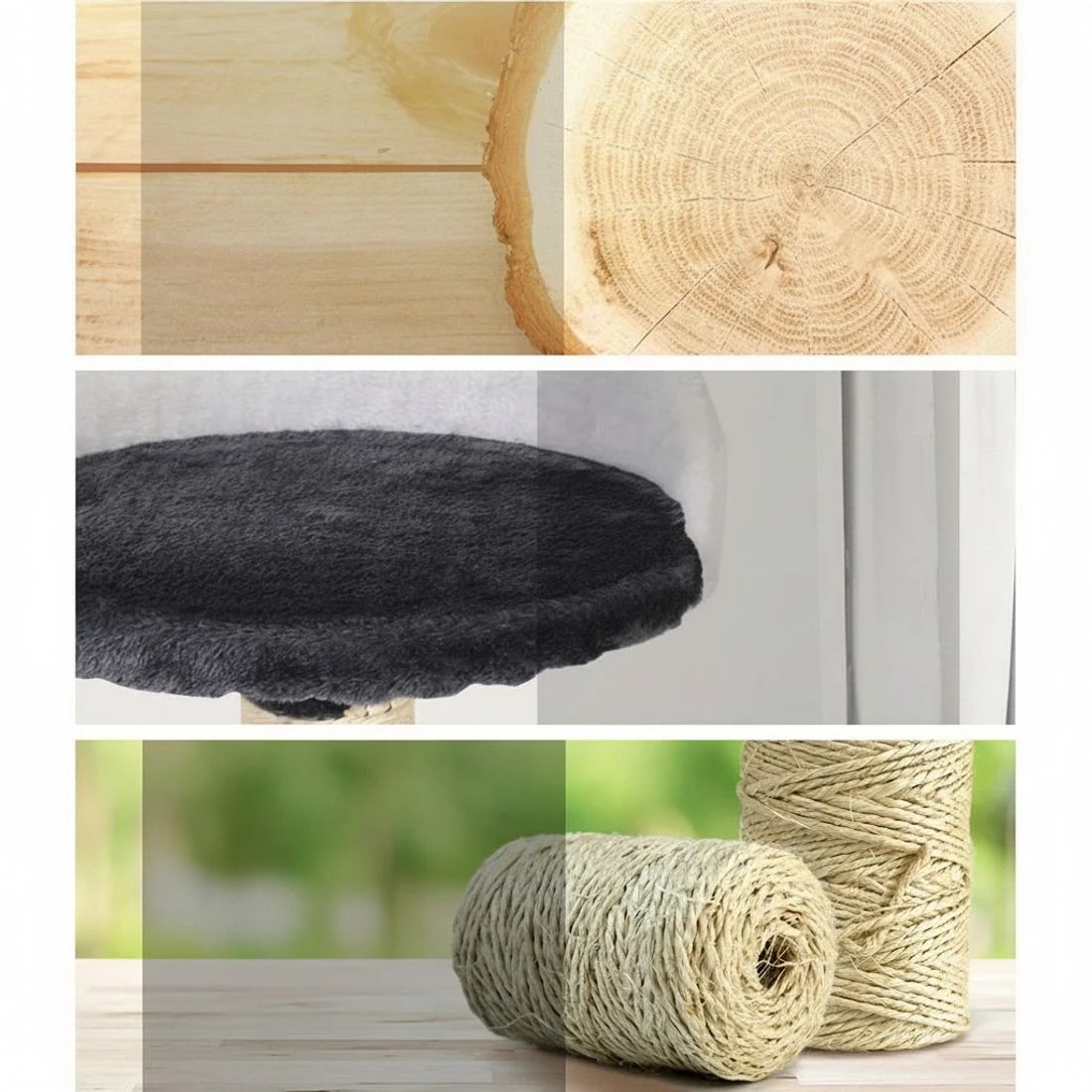 3 i.Pet Cat Tree 112cm Tower Scratching Post Scratcher Wood Condo House - Grey, 3 of 6