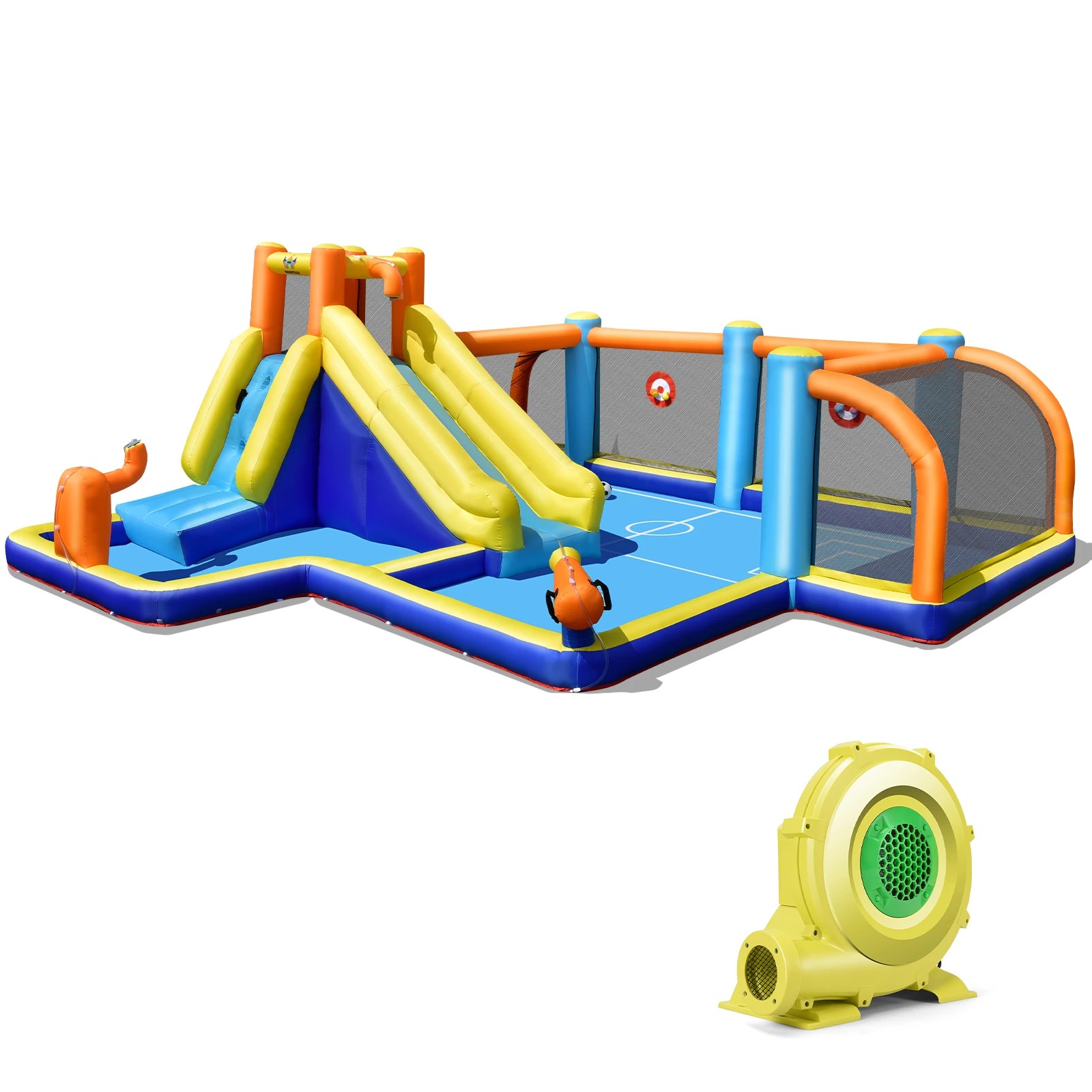 1 Costway Inflatable Water Park Jumping Castle Soccer Zone w/Blower, 1 of 3