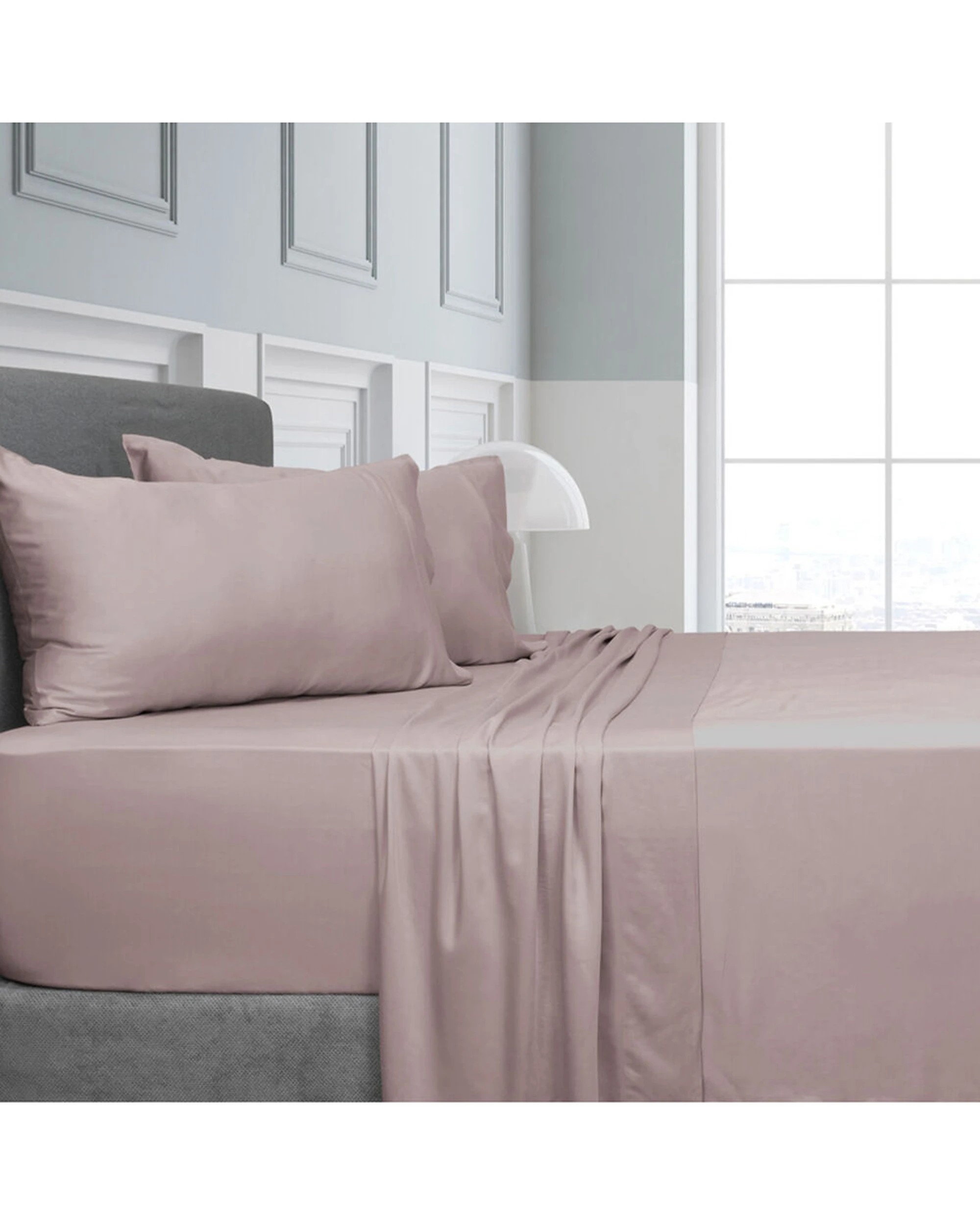 1 Elan Innovations Rayon From Bamboo Bed Set With Flat Sheet - King Bed - Pink, 1 of 4