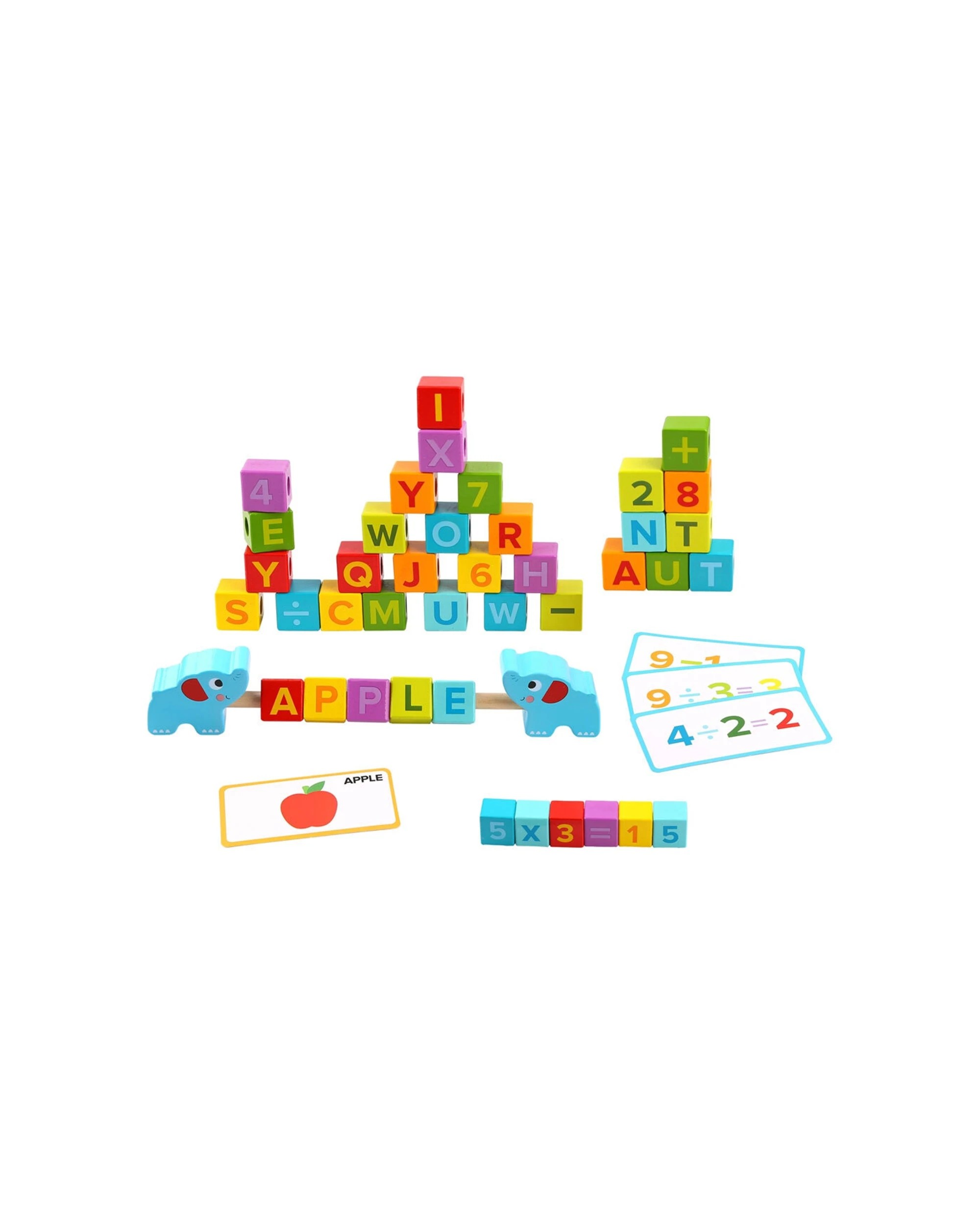 2 Tooky Toy 40pc Learning Wooden Building Blocks Letters Numbers Kids Educational - Multi, 2 of 4