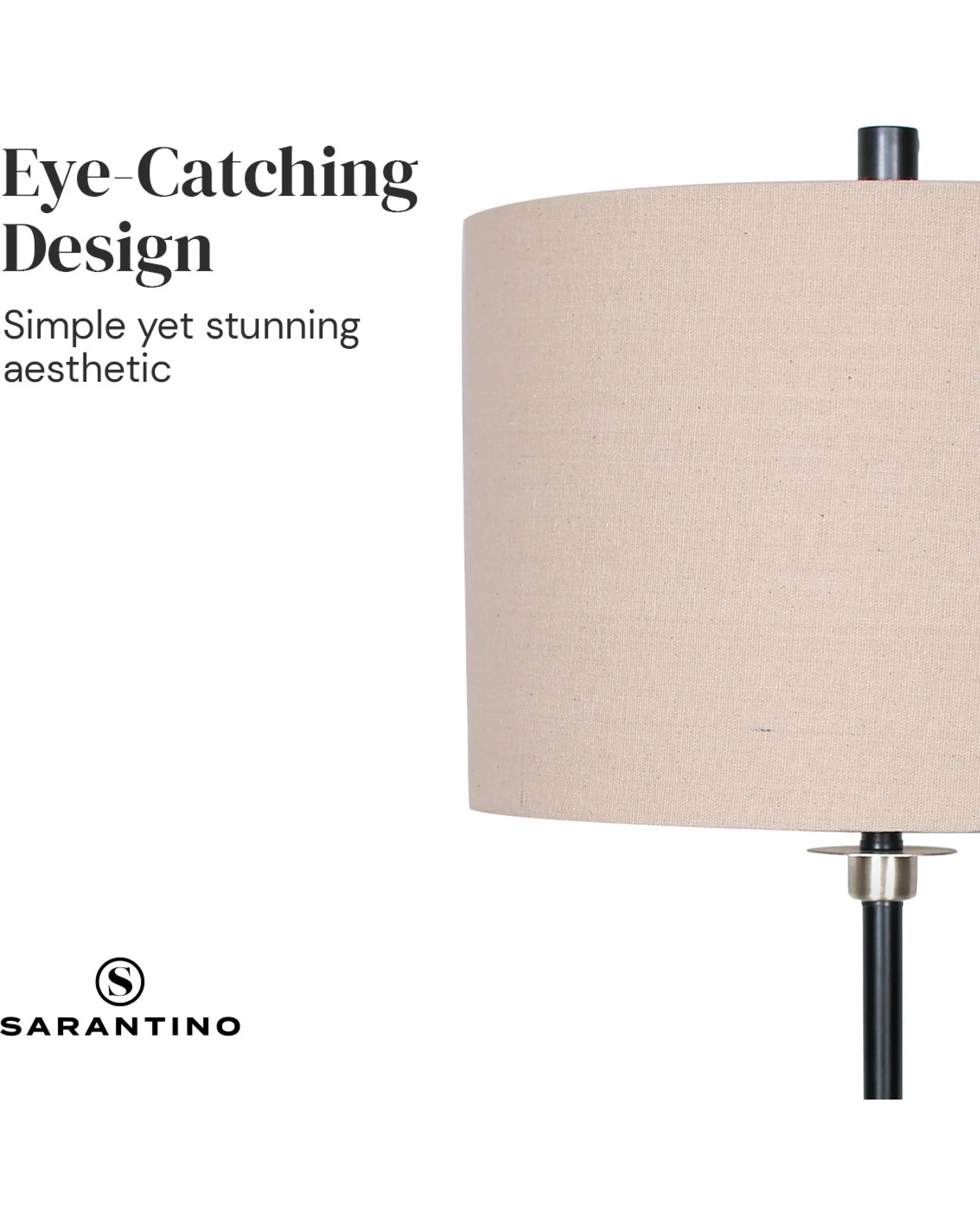 5 Sarantino Metal Table Lamp with Linen Drum Shade, 5 of 10
