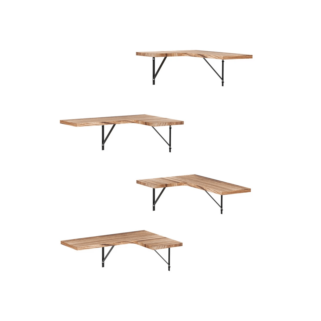1 Artiss Floating Wall Shelf Corner Shelves Set of 4 Wood - Brown, 1 of 2