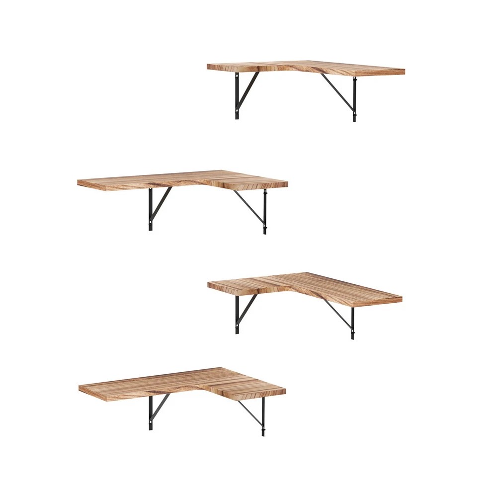 1 Artiss Floating Wall Shelf Corner Shelves Set of 4 Wood - Natural, 1 of 6