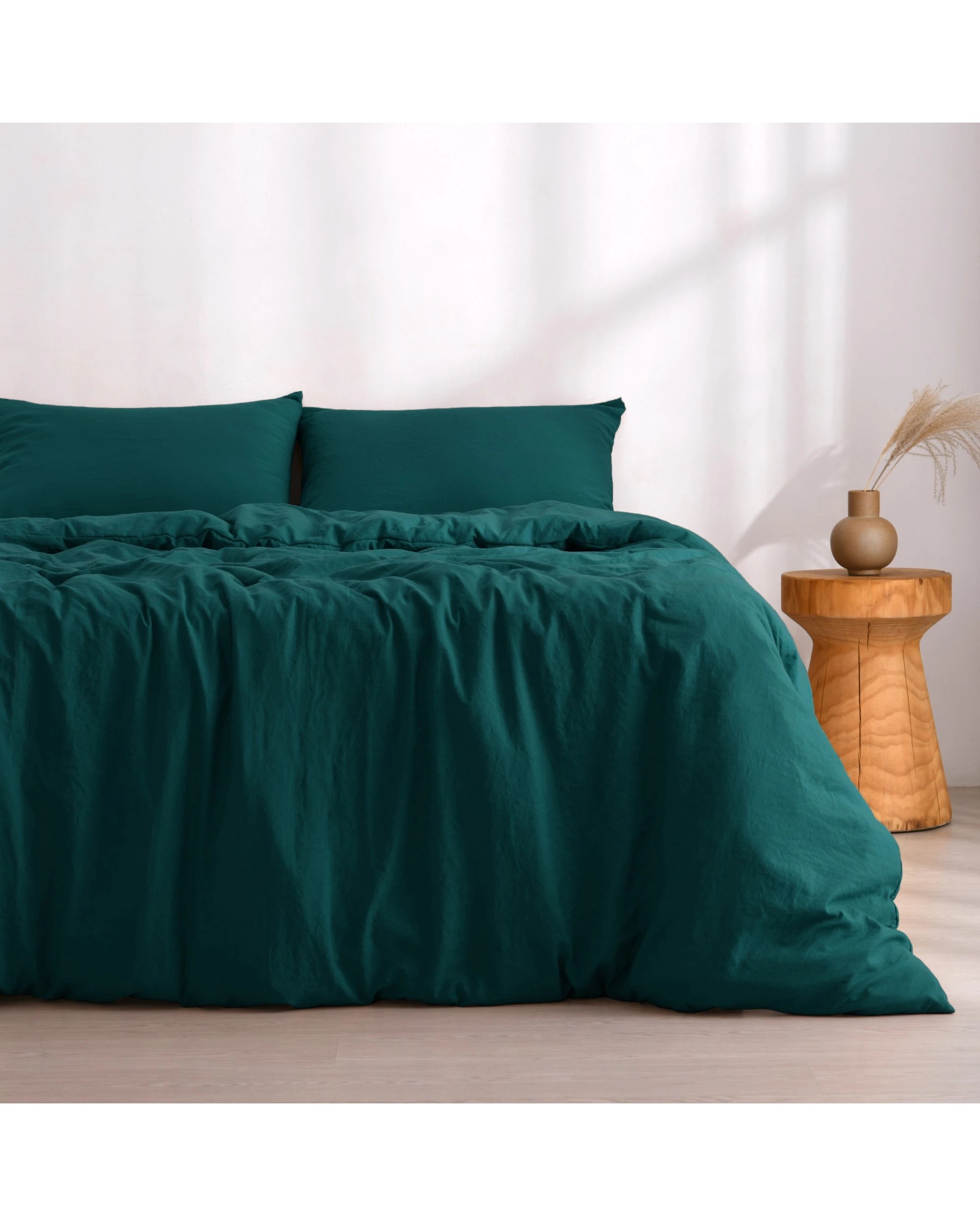 1 Dreamaker Superfine Washed Microfibre Quilt Cover Set - Single Bed - Teal, 1 of 9