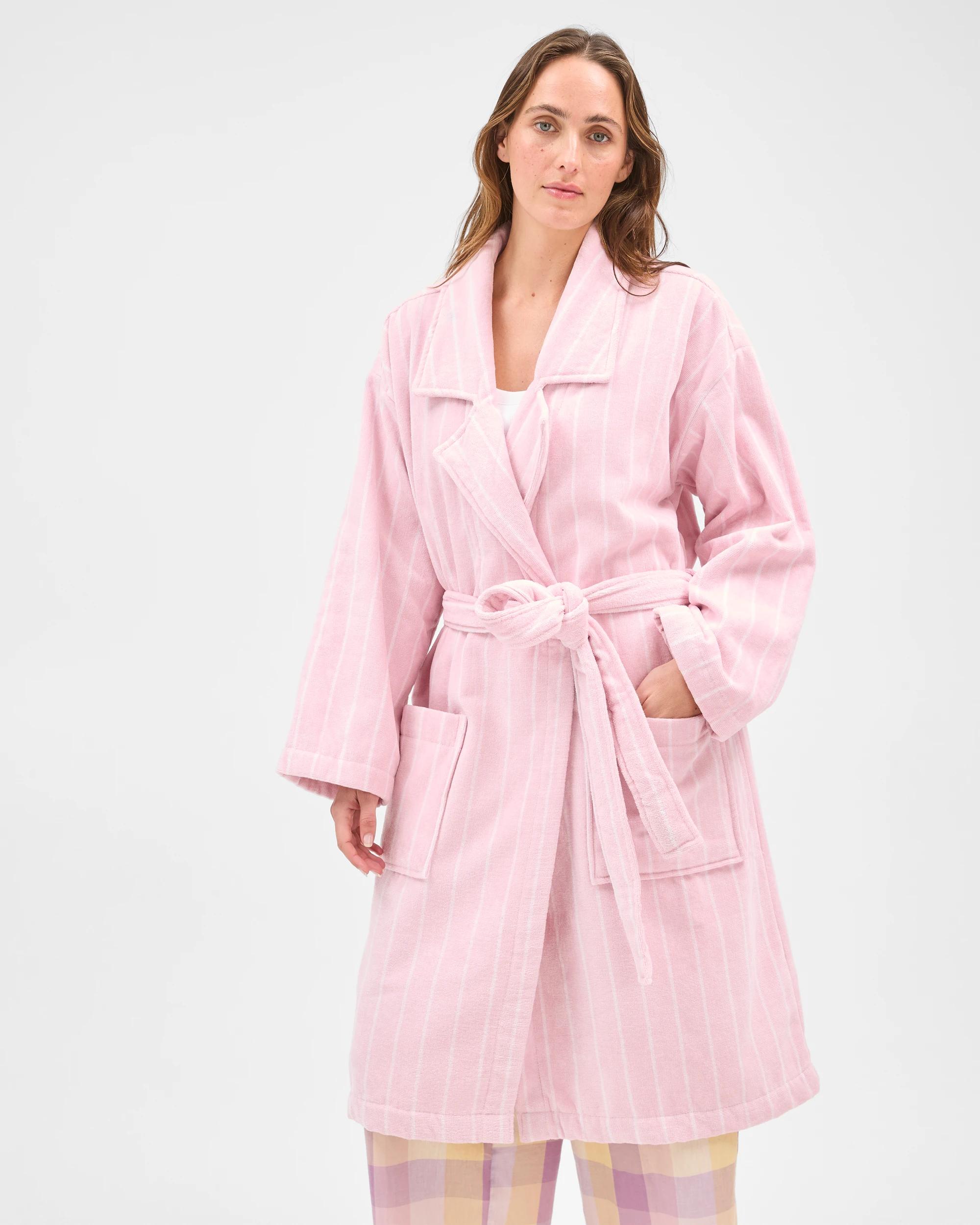 2 Target Woman Australian Cotton Towelling Robe PINK STRIPE, 2 of 7