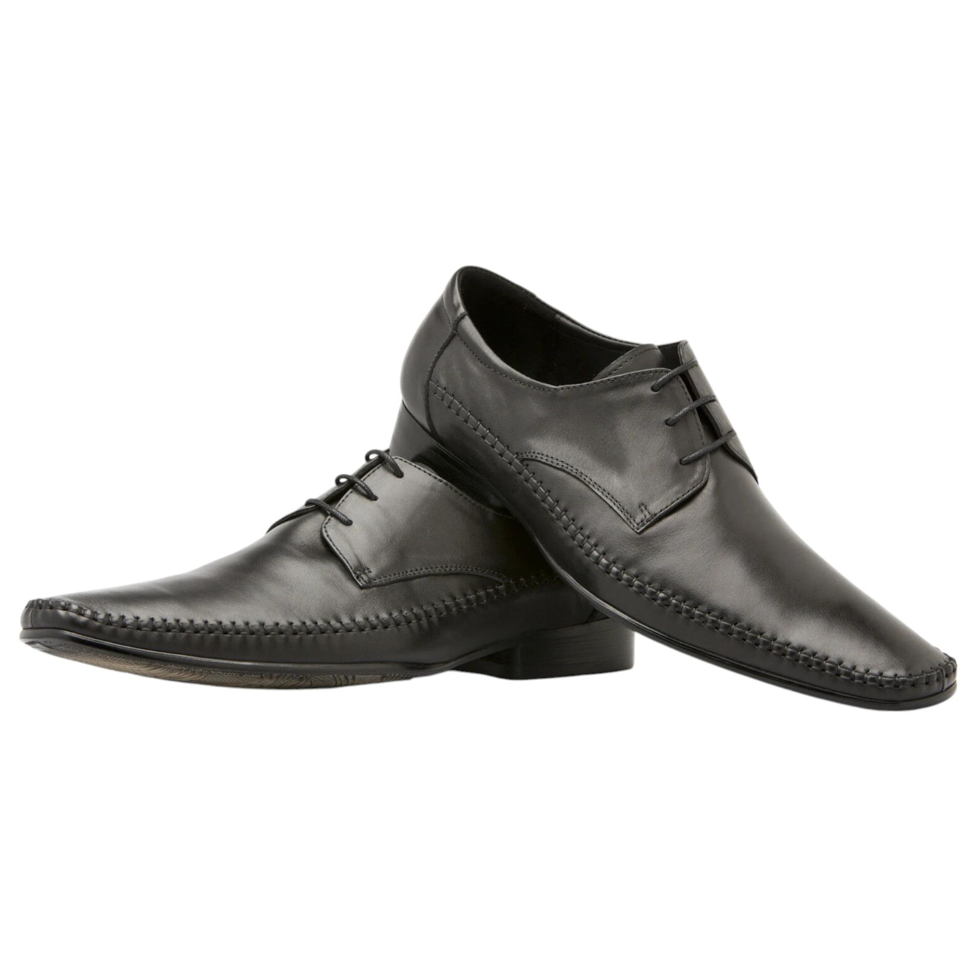3 Zasel Mens Niko Dress Leather Lace Up Ups Formal Work Formal Shoes BLACK, 3 of 3