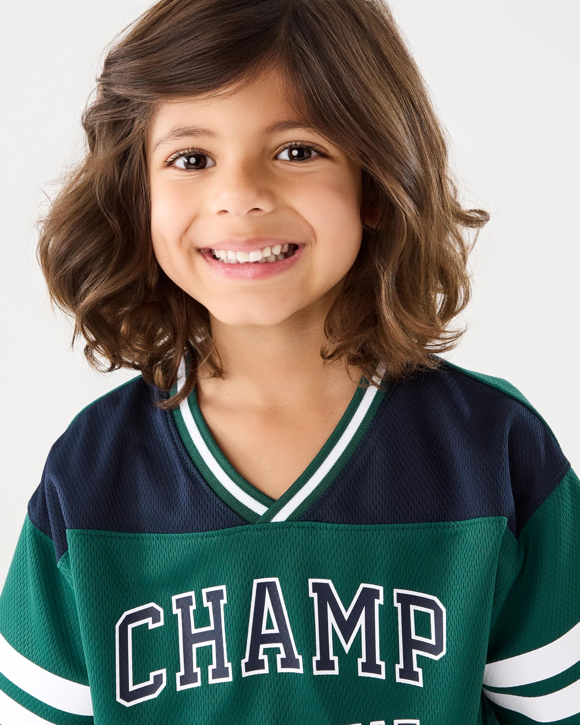 3 Oversized Sport Jersey Top Grn Varsit, 3 of 8