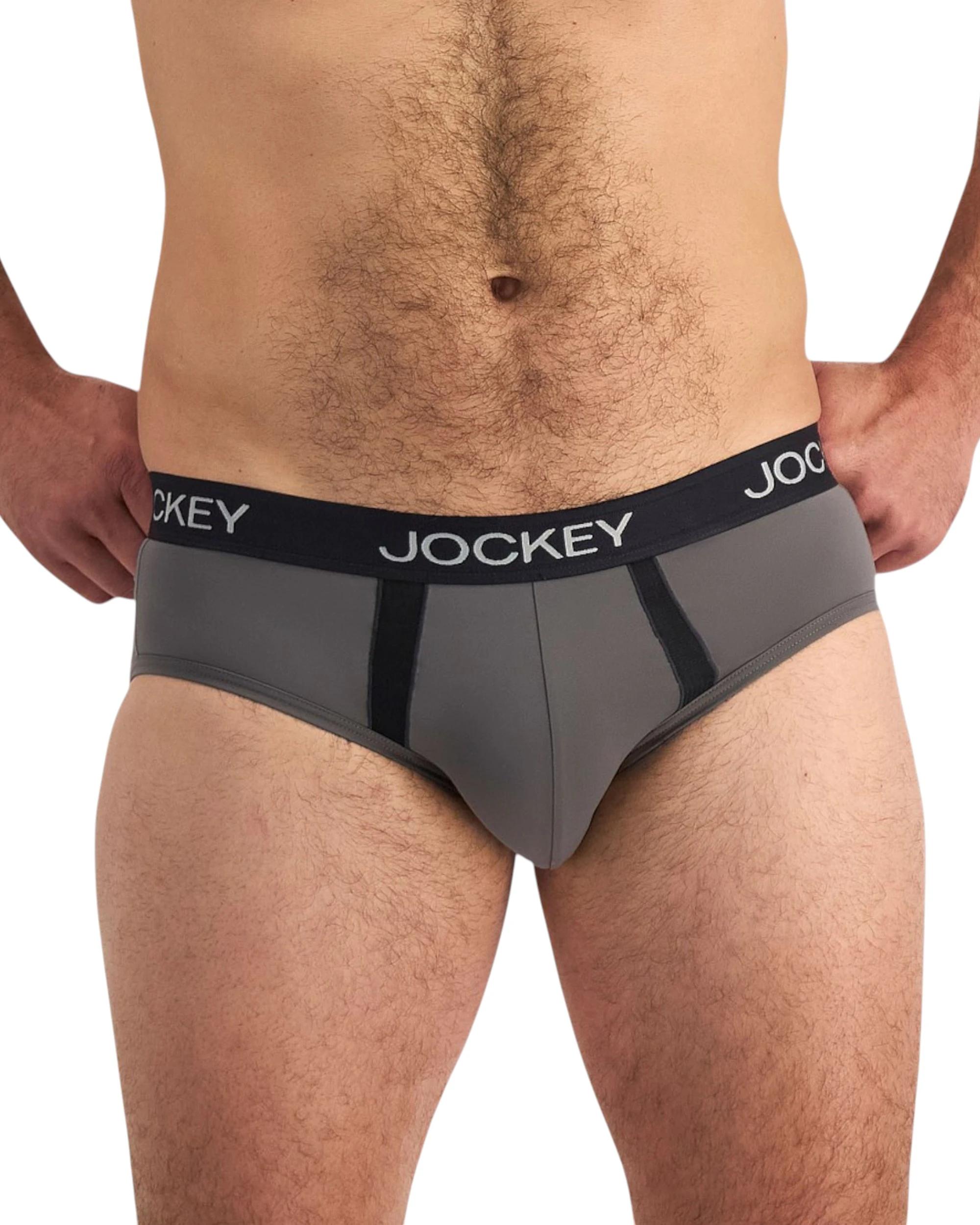 2 Jockey 4 Pack Mens Chafe Proof Pouch Brief Underwear BLACK/GREY, 2 of 7