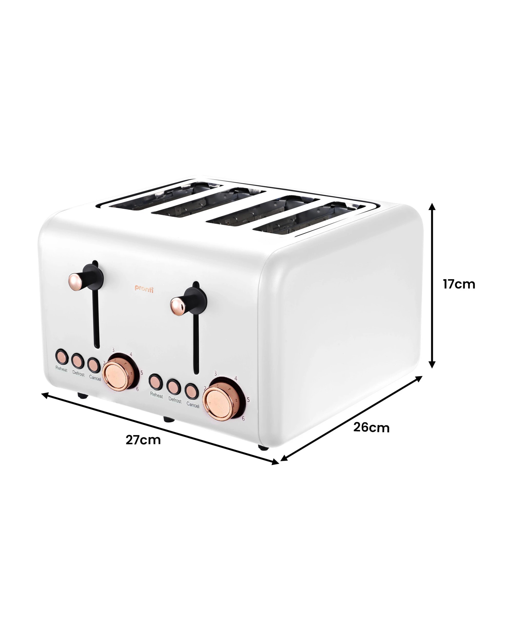 4 Pronti Breakfast Set with Rose Gold Kettle and Toaster with 1.25L Espresso Machine - White, 4 of 5