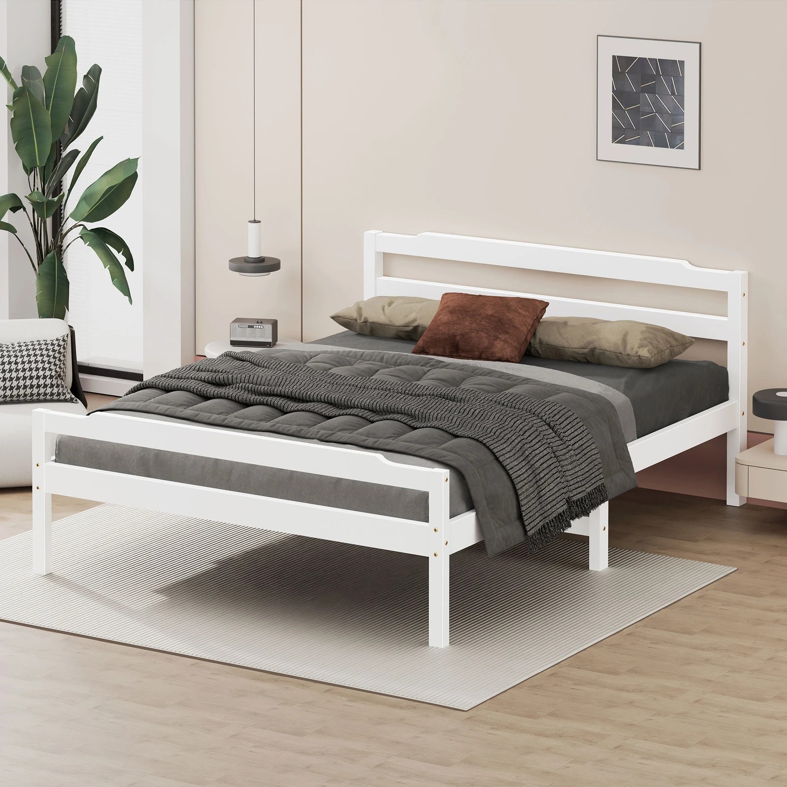 8 Alfordson Bed Frame Wooden King Size Mattress Base Platform Timber Dubem - White, 8 of 10
