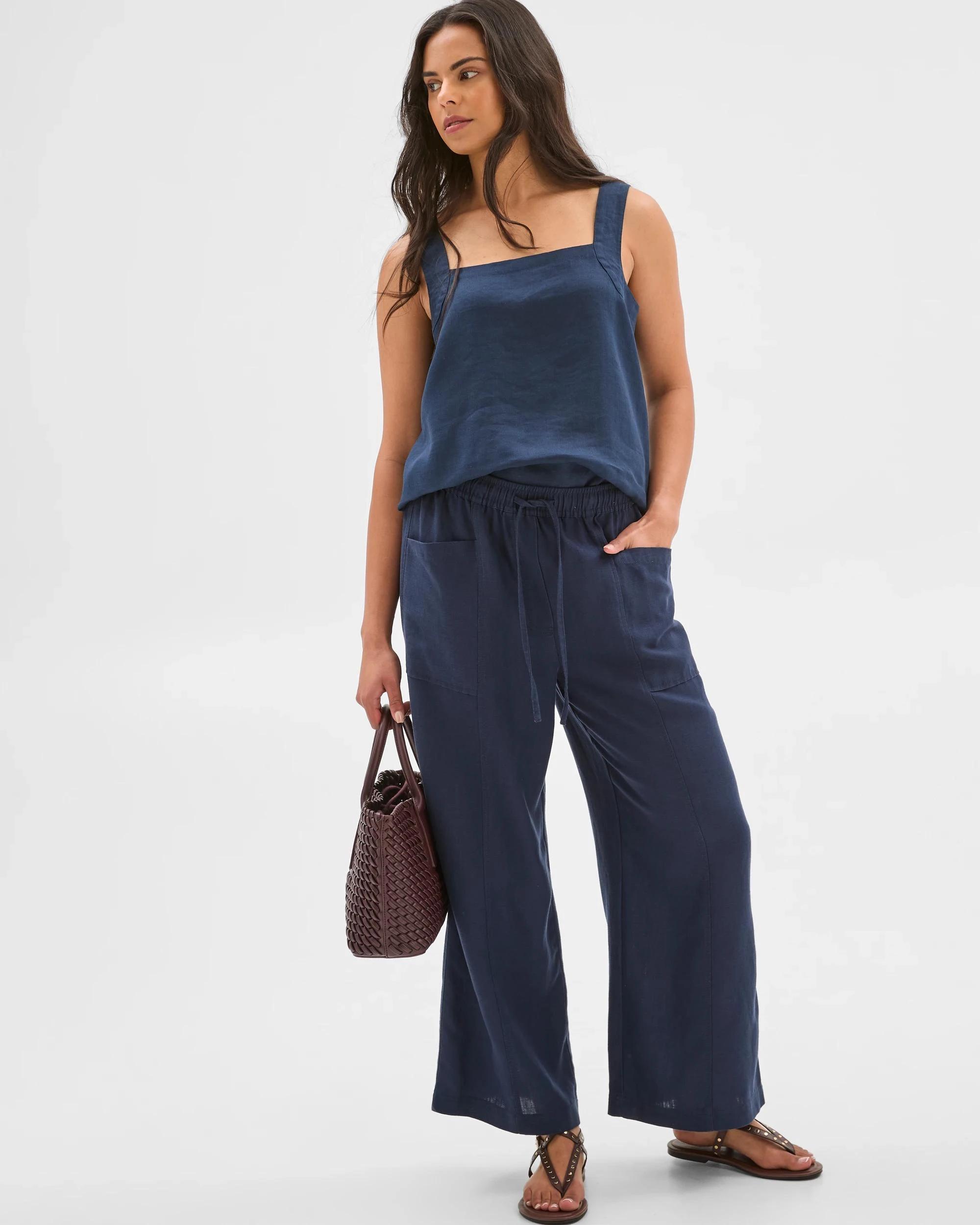 1 Target Linen Blend Patch Pocket Pants NAVY BLUE, 1 of 6