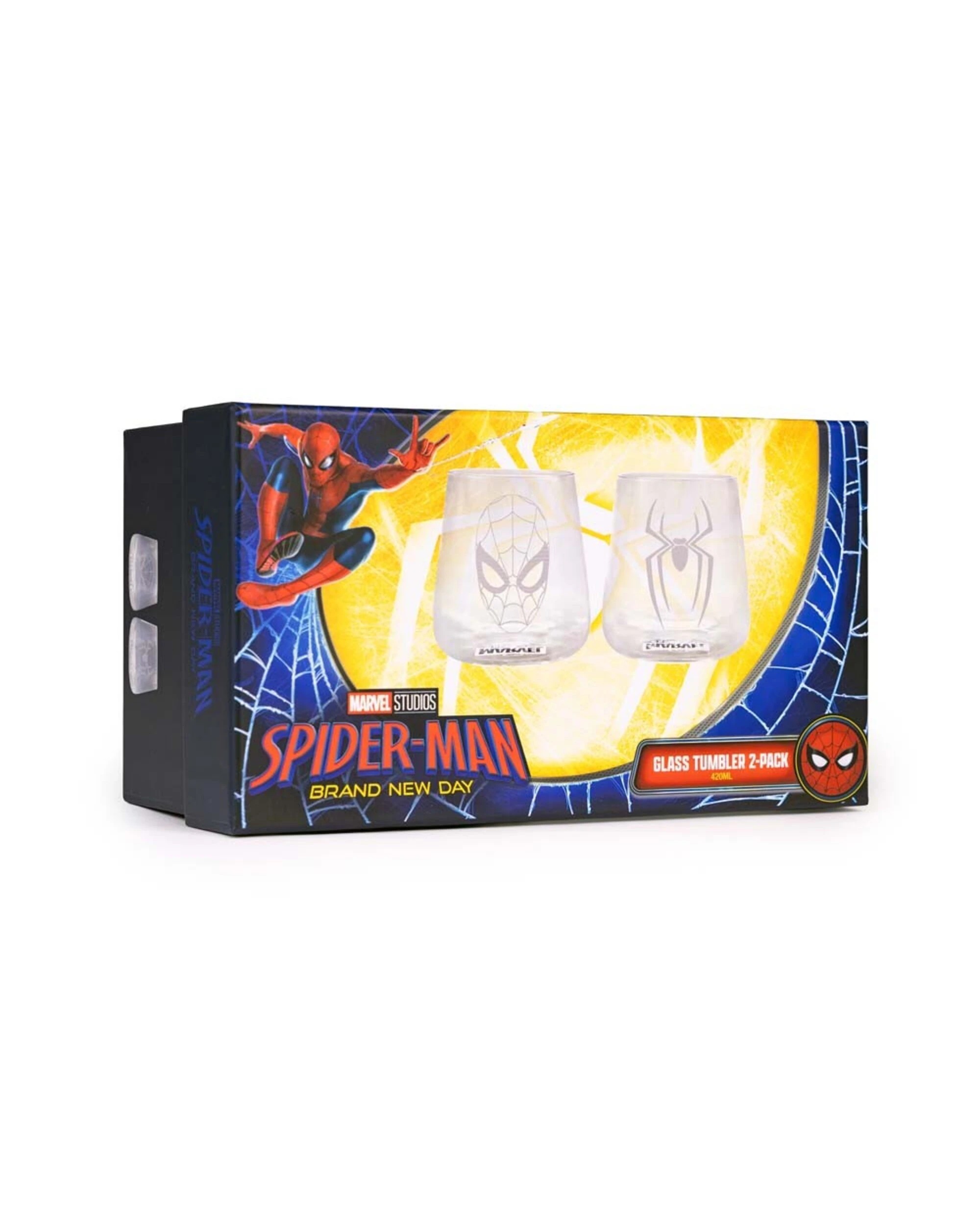 1 Marvel - Spider-Man - Spider-Man Icons Glass Tumbler 2-Pack - Clear, 1 of 2