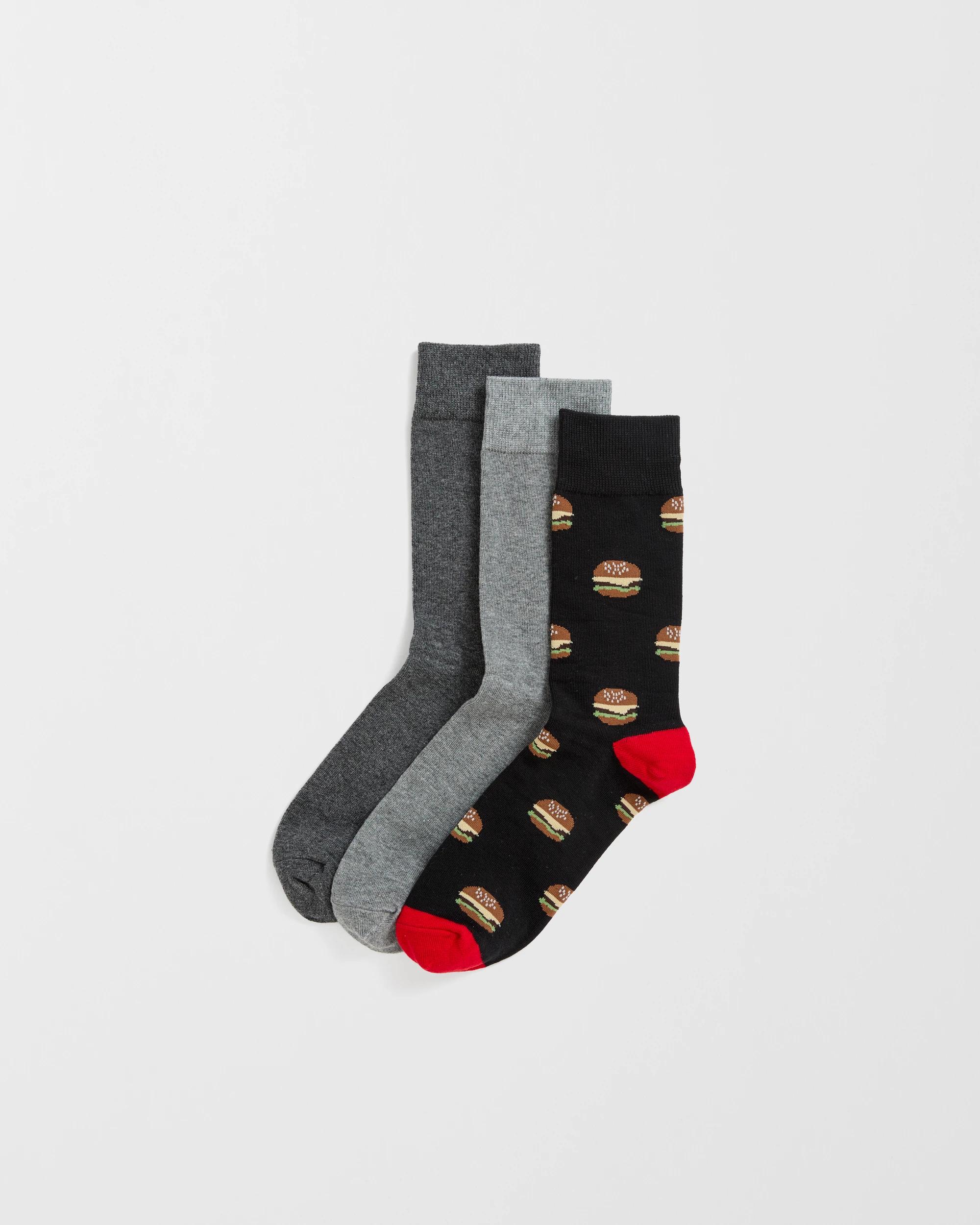 1 Maxx Australian Cotton Blend 3 Pack Business Socks FAST FOOD, 1 of 3
