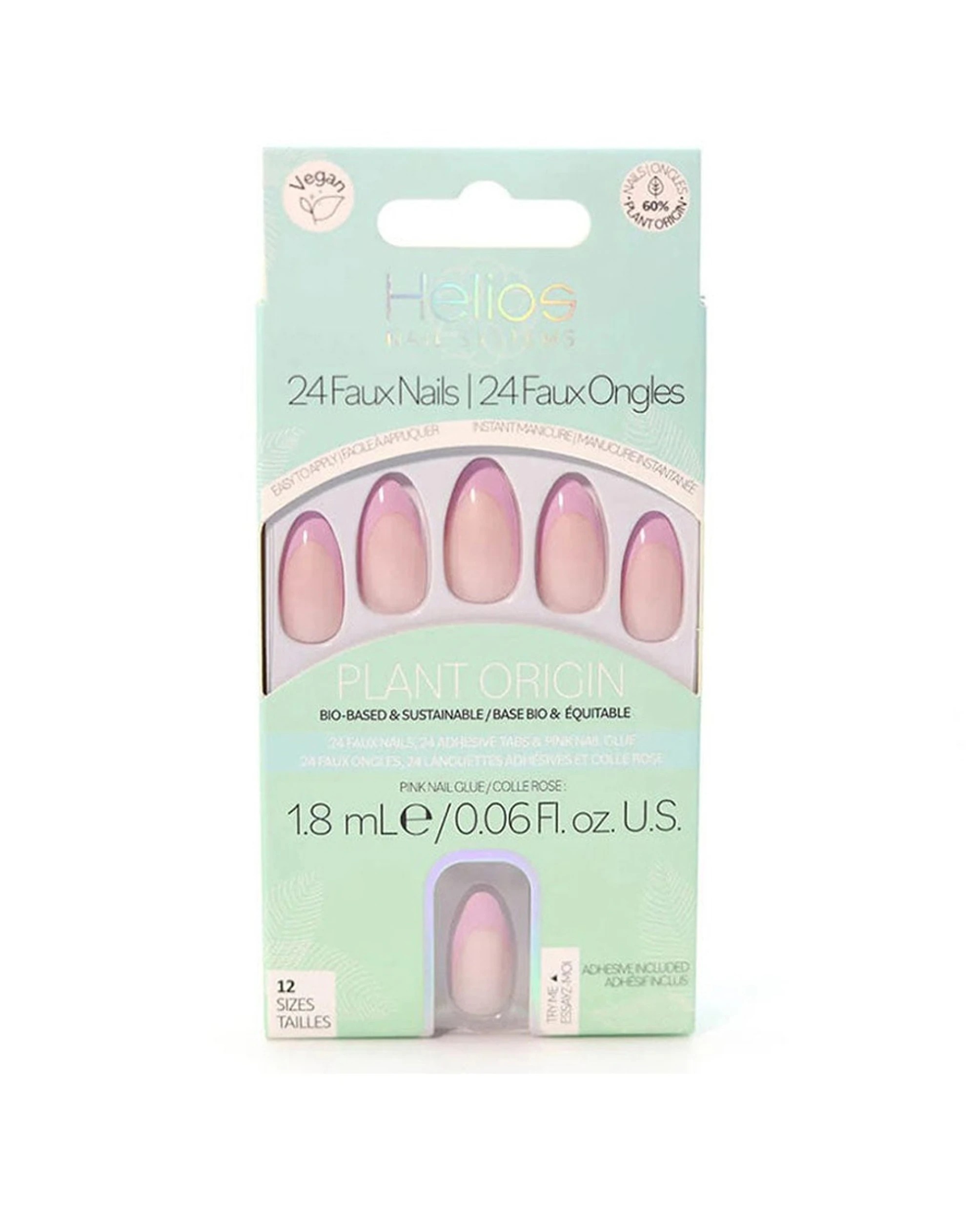 1 Helios 24pc Plant Based Press On Nails French Lavender Stiletto Set - Purple, 1 of 1