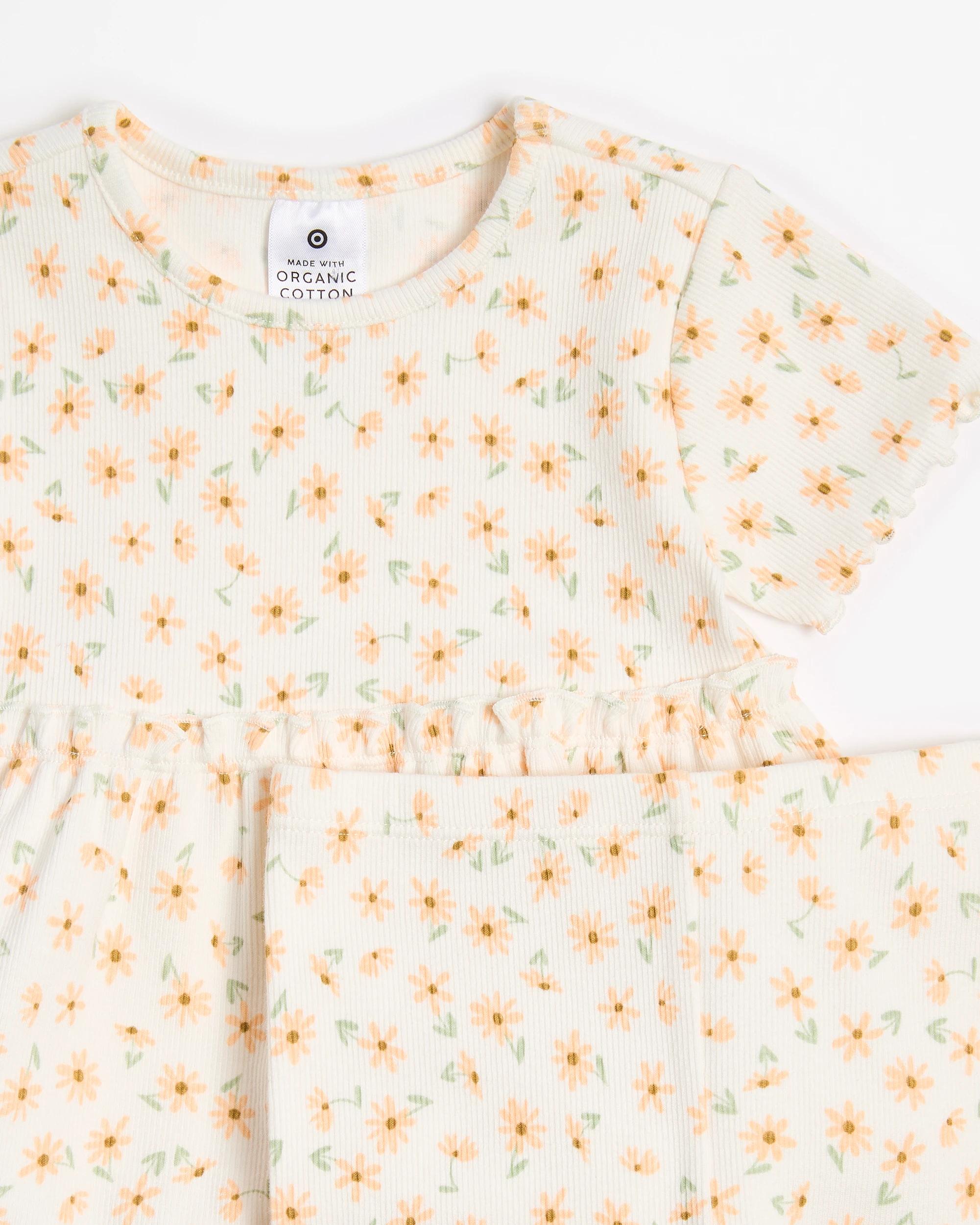 2 Target Baby Organic Cotton Dress And Leggings Set 2 Piece CREAM DAISY, 2 of 3