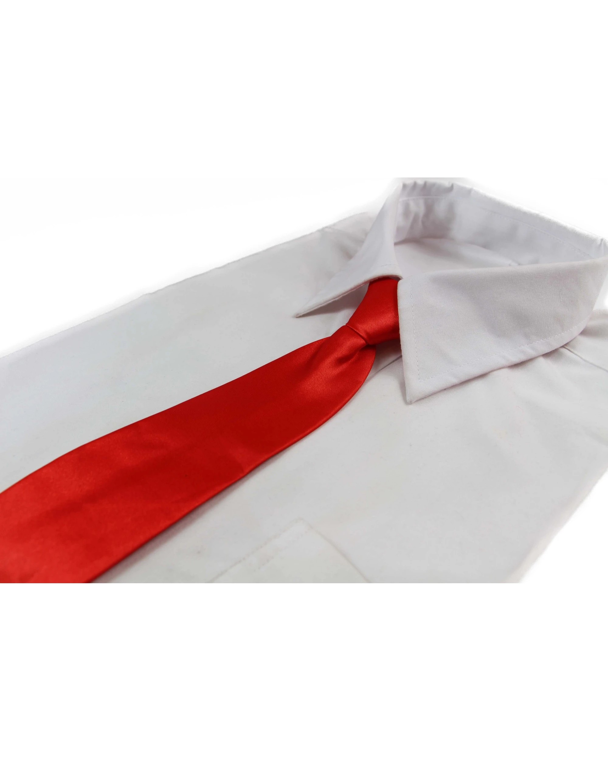 1 Zasel Kids Boys Red Orange Elastic Plain Neck Tie - Red, 1 of 1