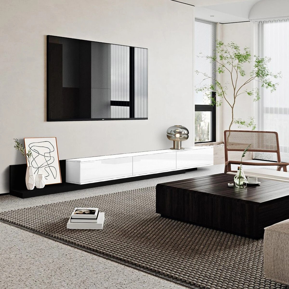 4 AUSWAY TV Stand Unit Cabinet Extendable Console Entertainment Centre Table Side Storage Living Room Furniture, 4 of 5
