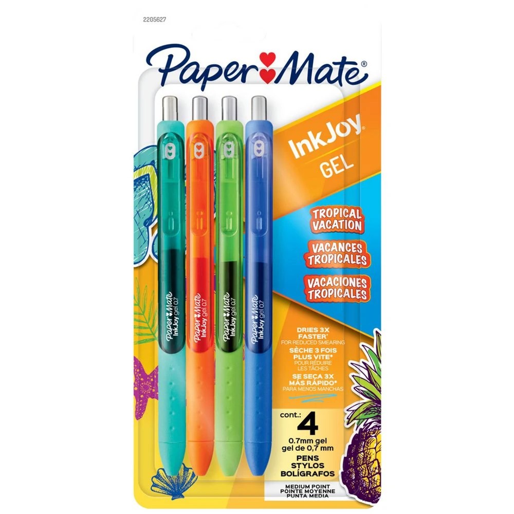 1 Paper Mate InkJoy Gel Pens 0.7mm Tropical 4 Pack, 1 of 1