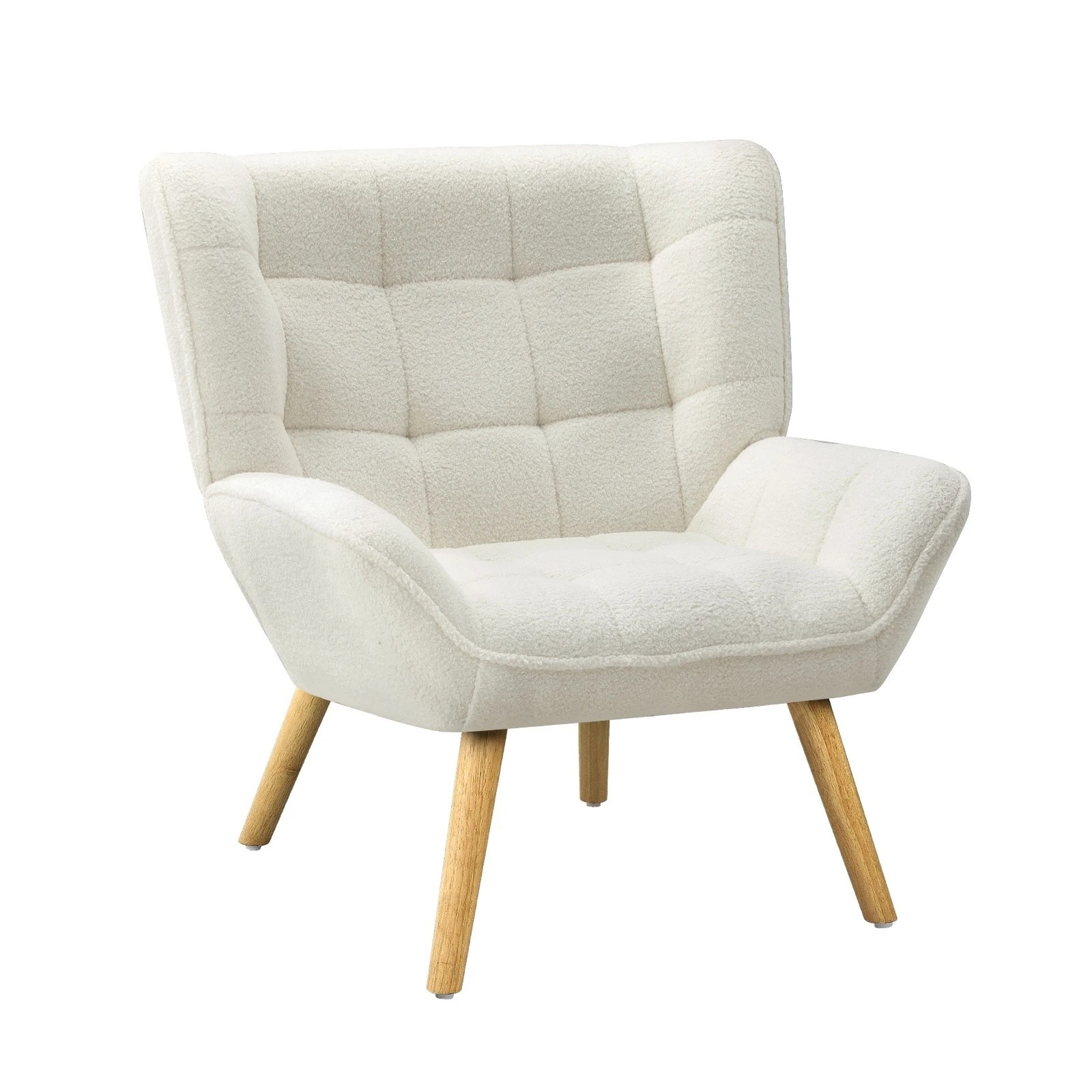 1 Oikiture Armchair Accent Chairs Sofa Lounge Sherpa Upholstered Tub Chair
 - White, 1 of 10