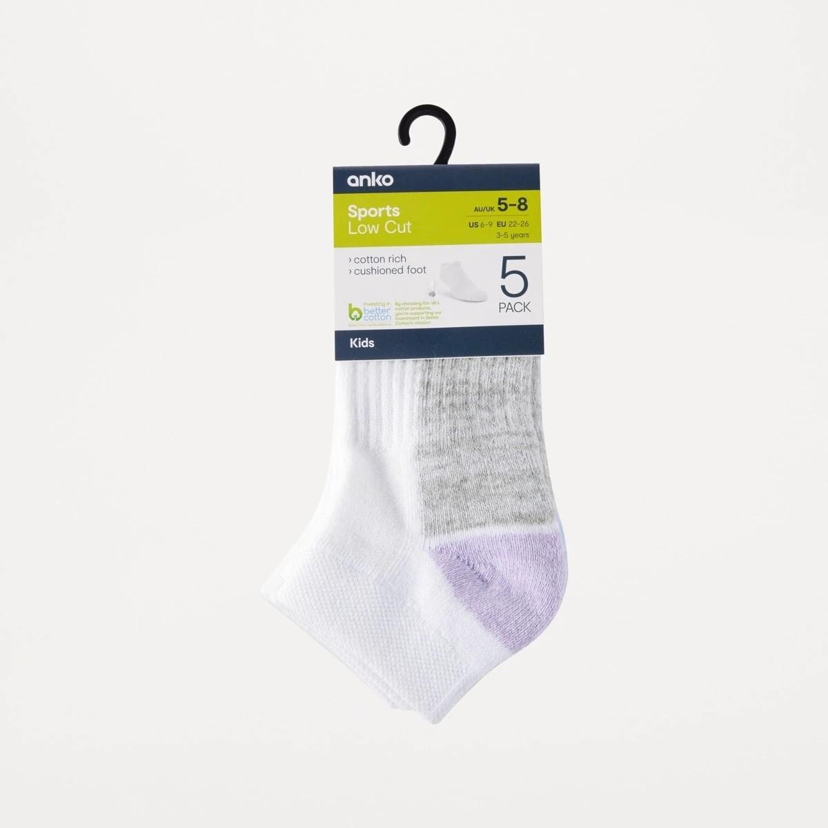 3 5 Pack Active Kids Low Cut Socks PURPLE, BLUE, 3 of 3