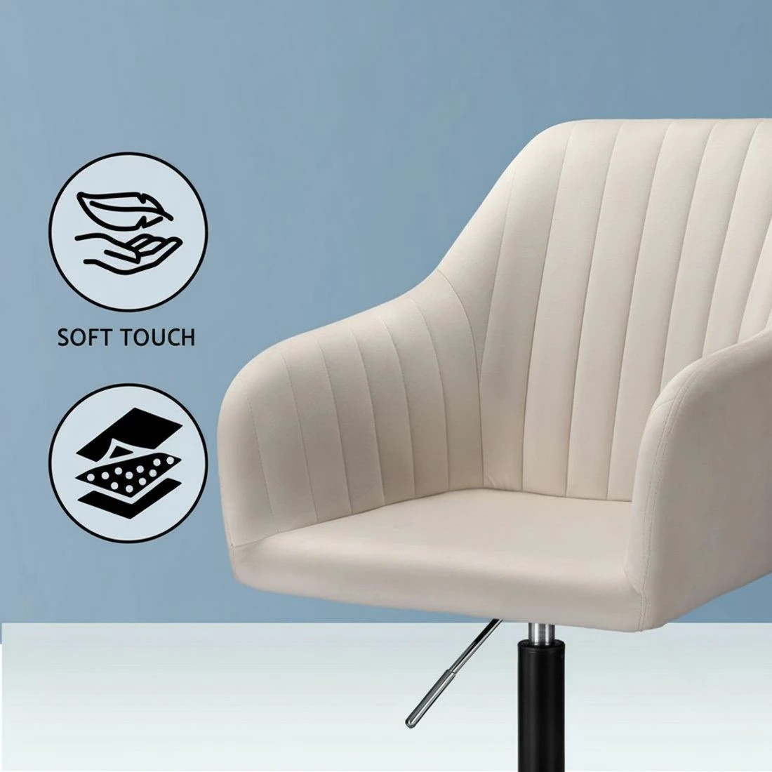 6 Artiss Office Chair Velvet Seat - White, 6 of 7