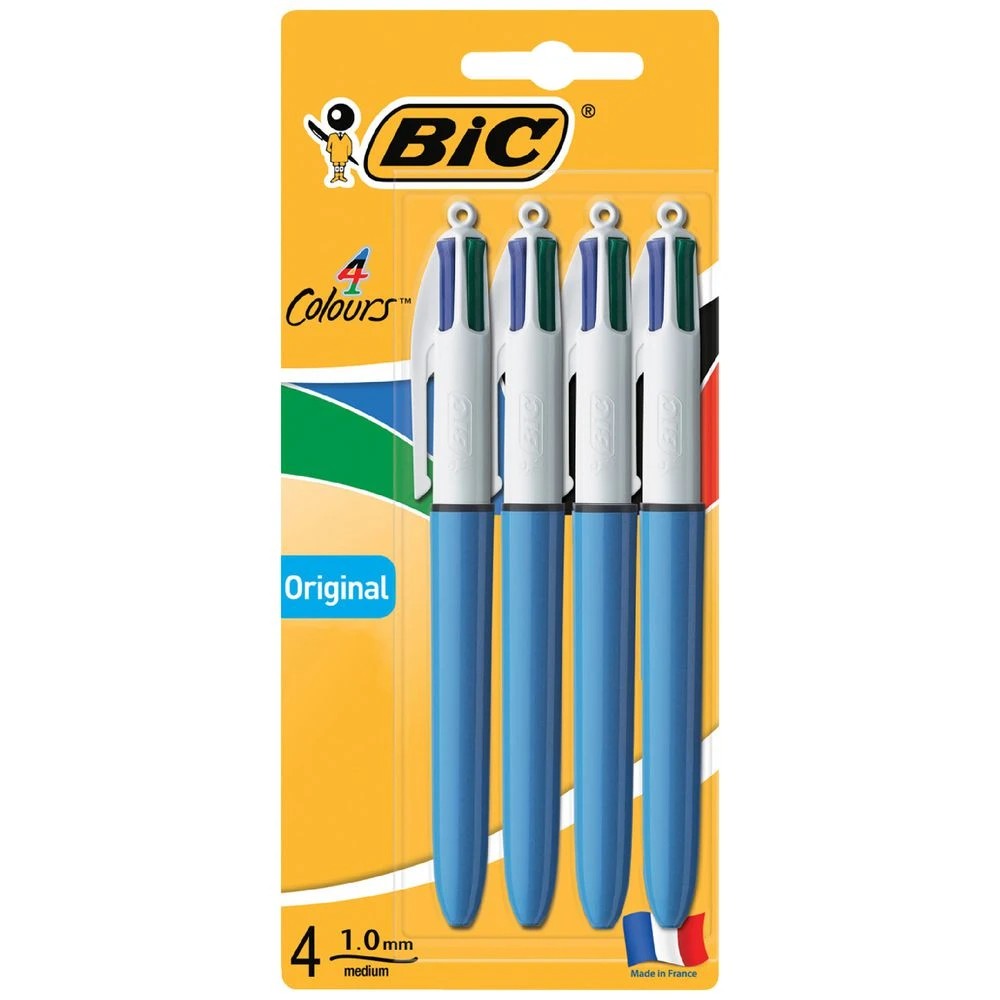 1 BIC 4 Colours Retractable Ballpoint Pens 1mm 4 Pack, 1 of 6