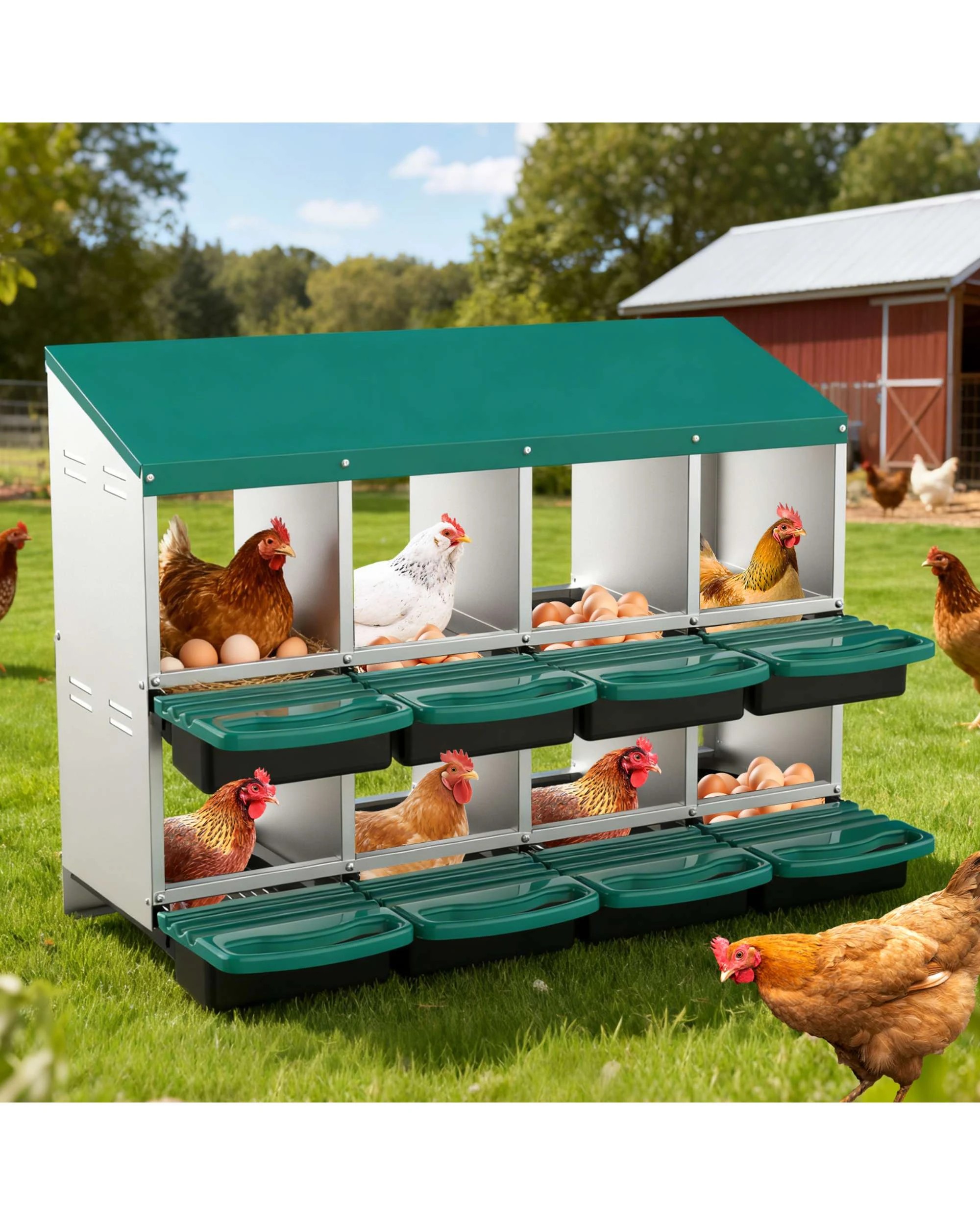Advwin 8 Holes Chicken Nesting Boxes Chicken Egg Laying Box Egg ...