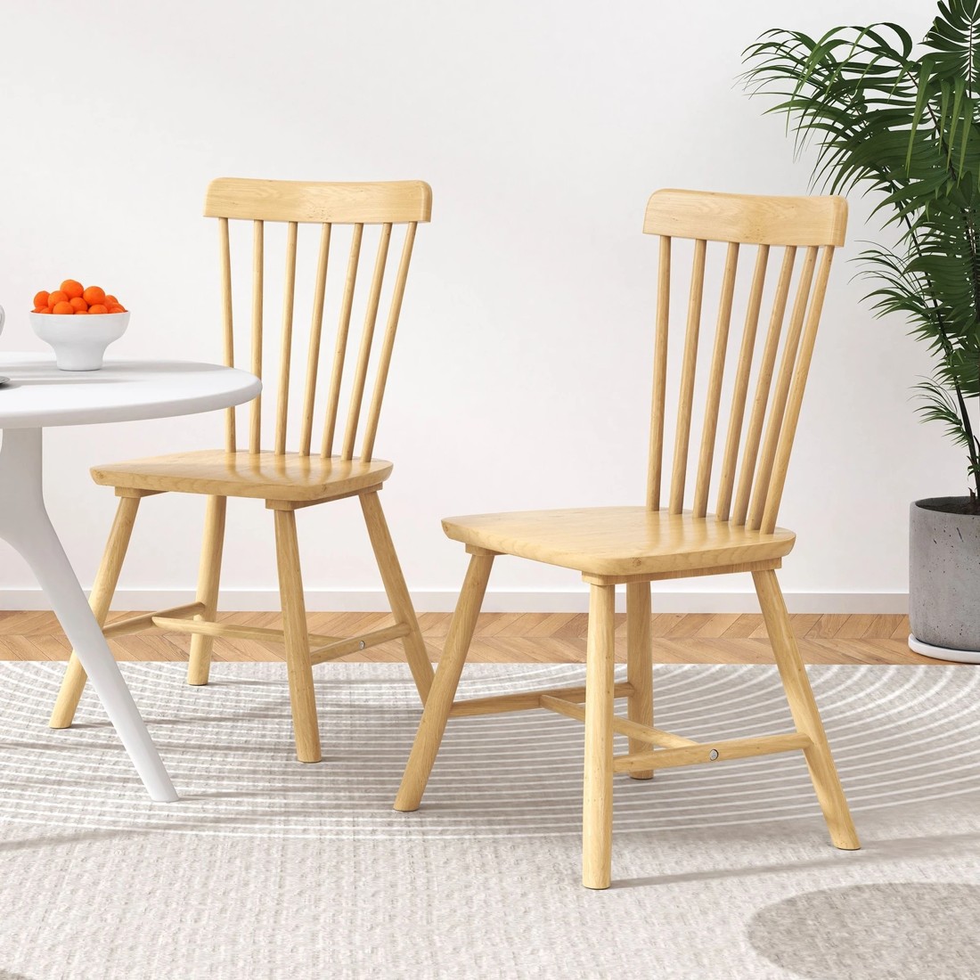 4 Alfordson 2x Dining Chairs Kitchen Lounge Cafe Retro Solid Wood Modern - Oak, 4 of 10