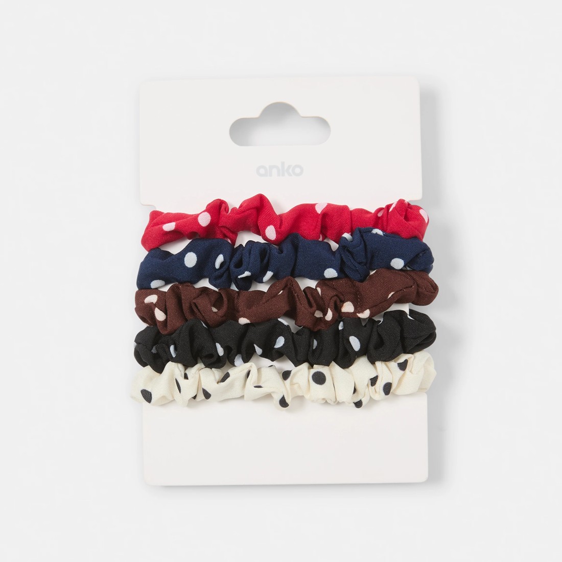 4 5 Pack Polka Dot Mini Hair Scrunchies, 4 of 4