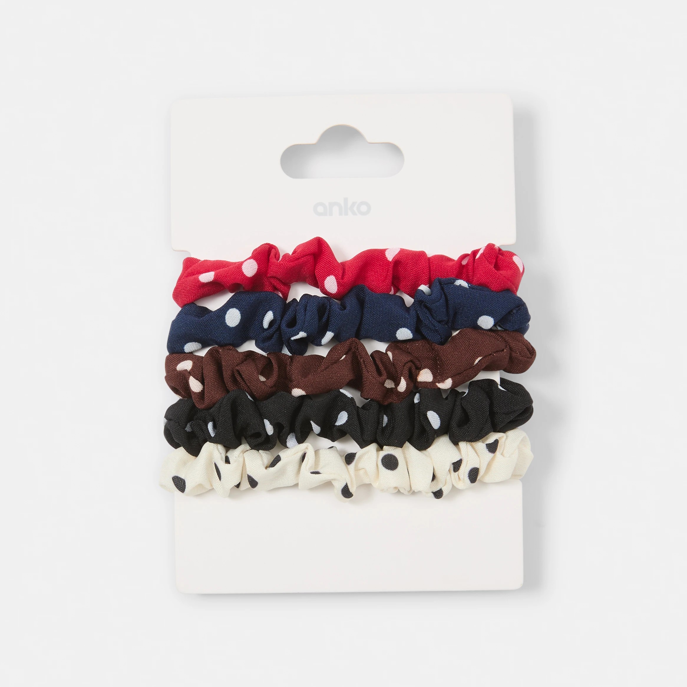 4 5 Pack Polka Dot Mini Hair Scrunchies, 4 of 4