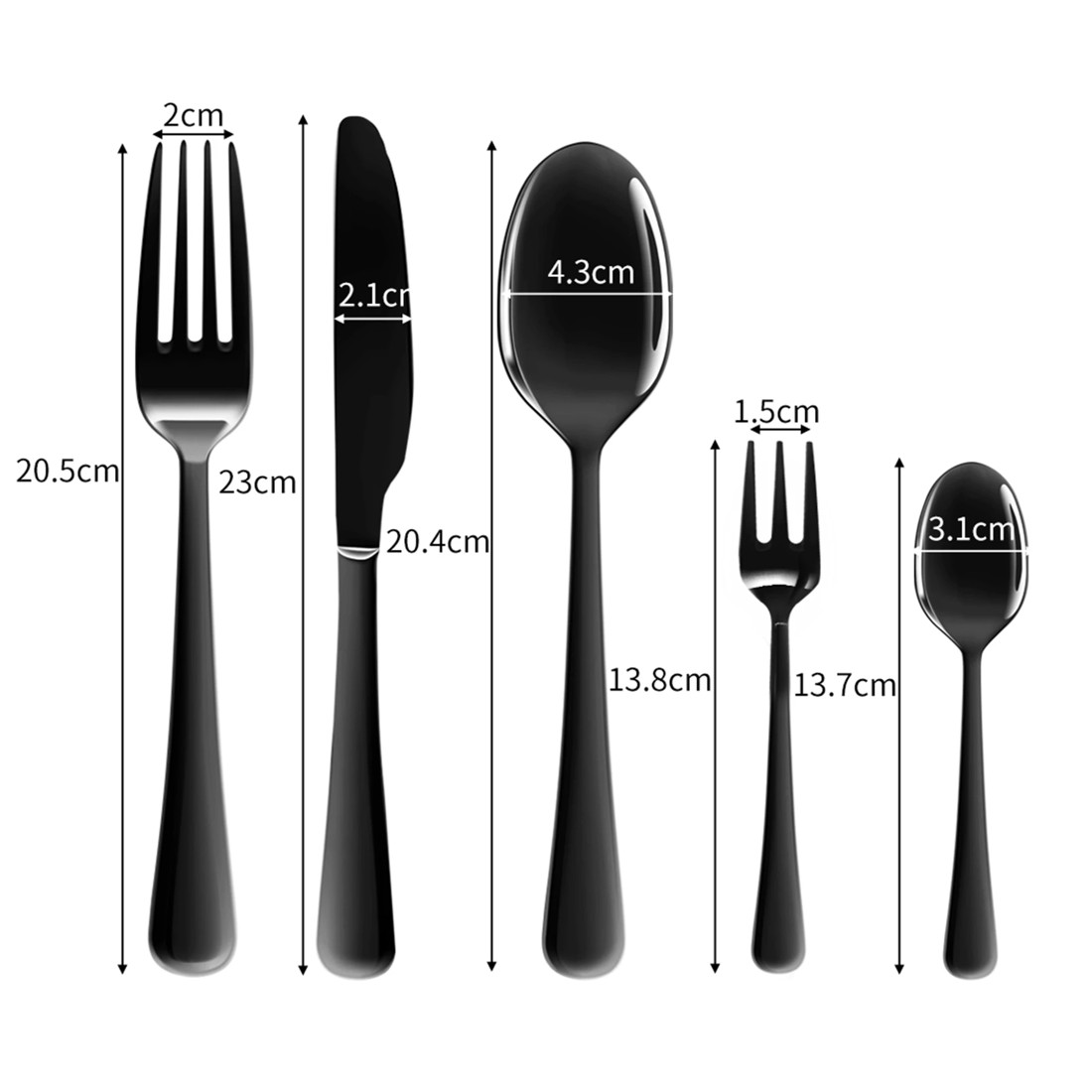 4 Stainless-Steel Cutlery Set Travel Knife Fork Spoon Black Child Tableware 30Pcs, 4 of 7