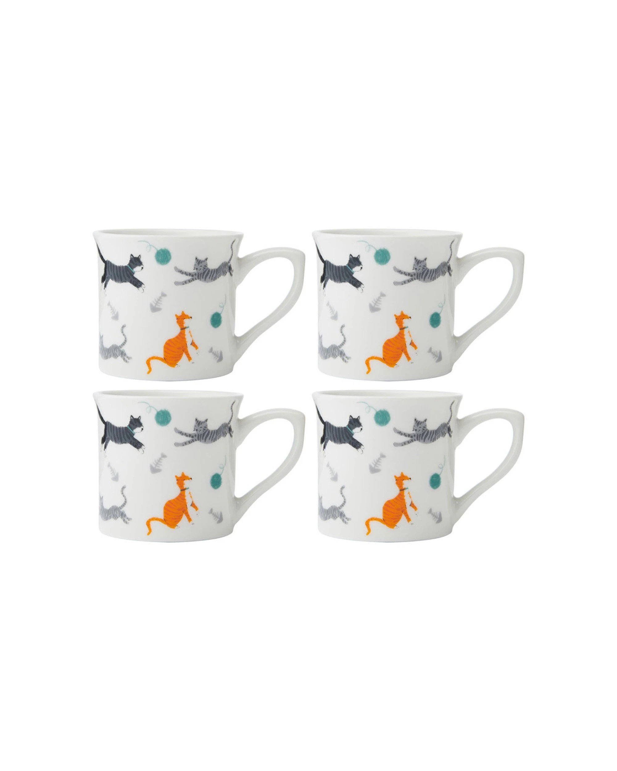 1 Mikasa 4PK Cat Fluted Coffee Mug Cup 250ml Fine China Microwave Dishwasher Safe - Multi, 1 of 6
