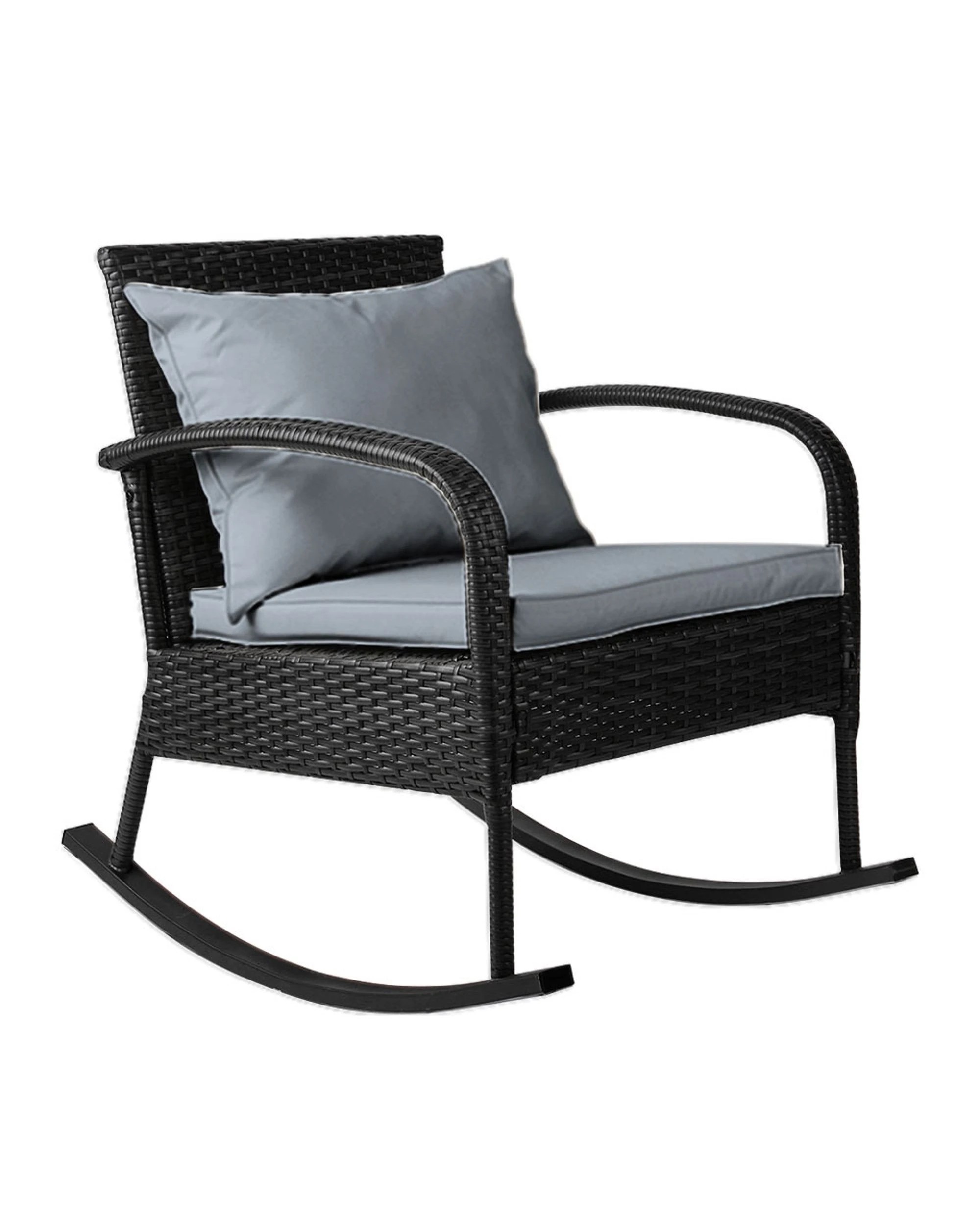1 Gardeon Rocking Chair Wicker Outdoor Furniture Garden Patio Lounge Setting
 - Black, 1 of 4