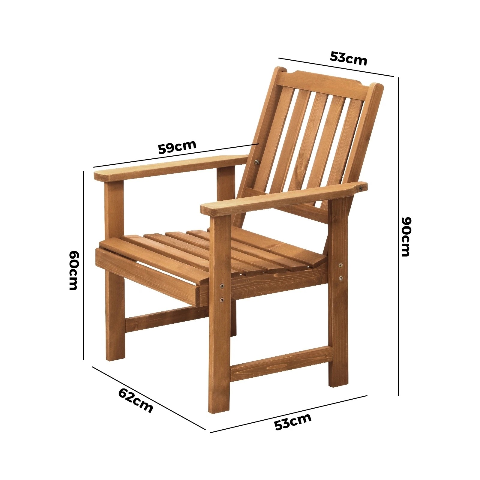 2 Livsip Outdoor Armchair Wooden Patio Furniture Chairs Garden Seat - Multi, 2 of 9